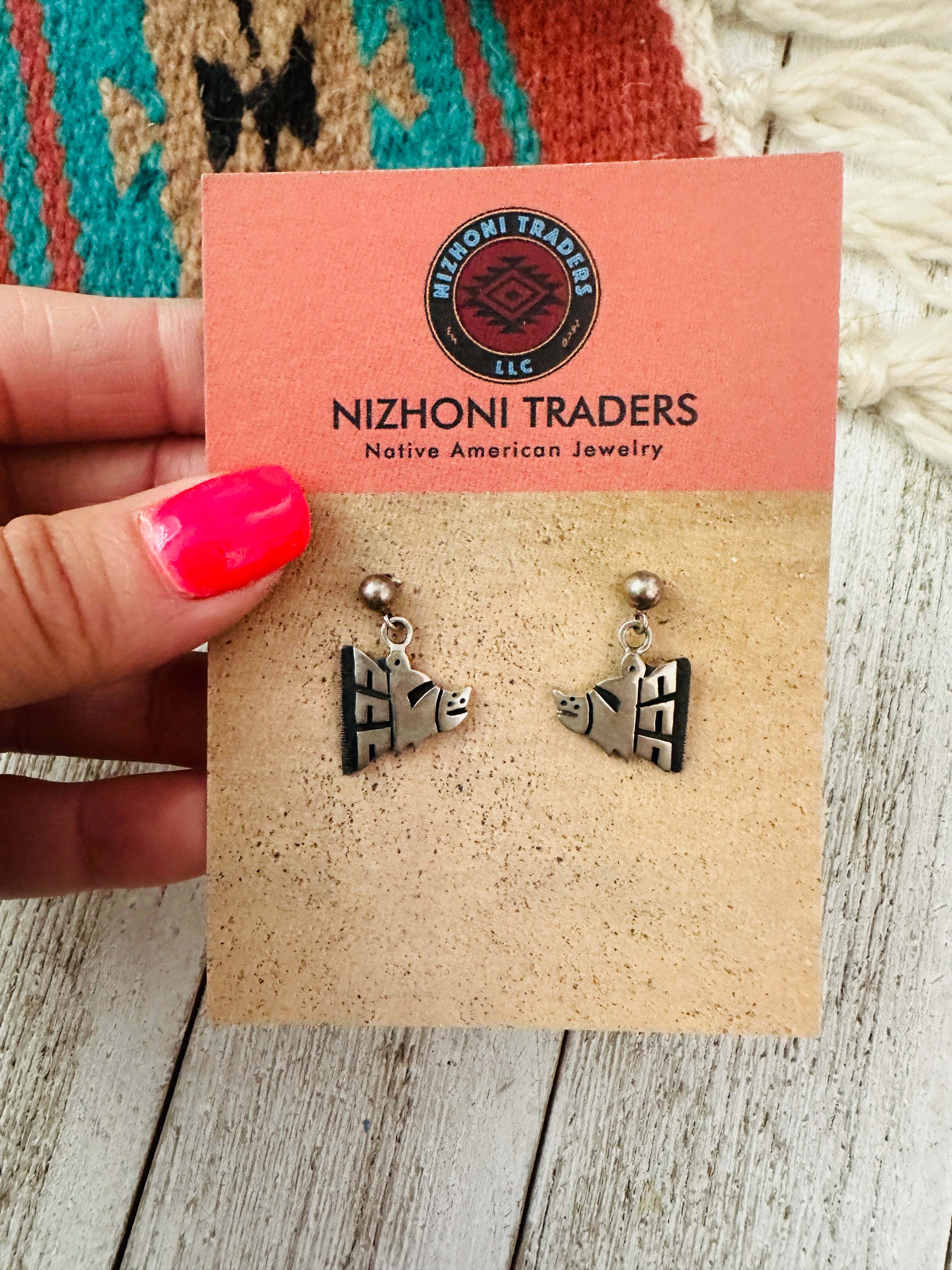 Hopi Sterling Silver Pig Dangle Earrings