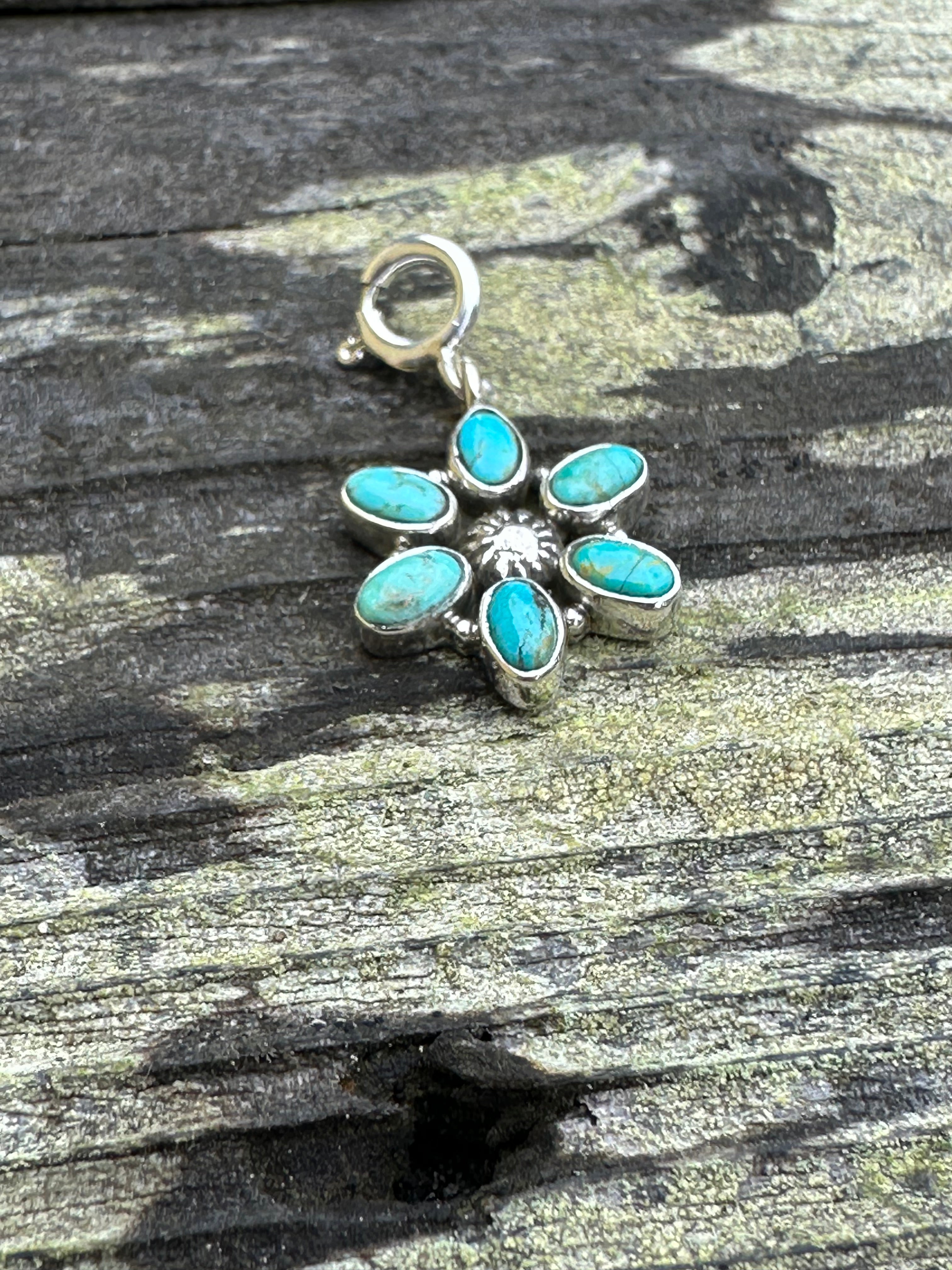 Sterling Silver and Turquoise Star Flower Charm