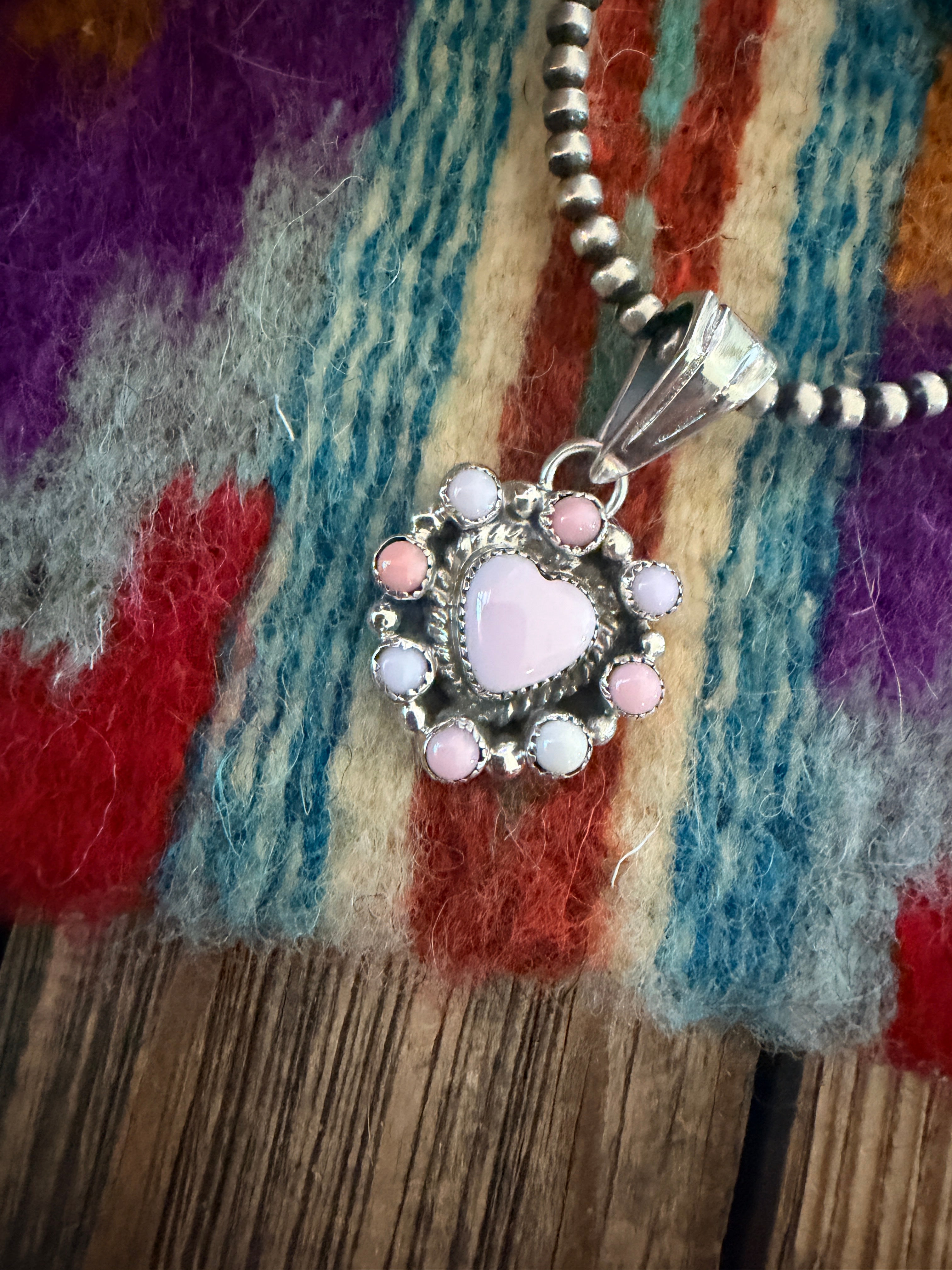 Handcrafted Sterling Silver & Queen Pink Conch Heart Pendant