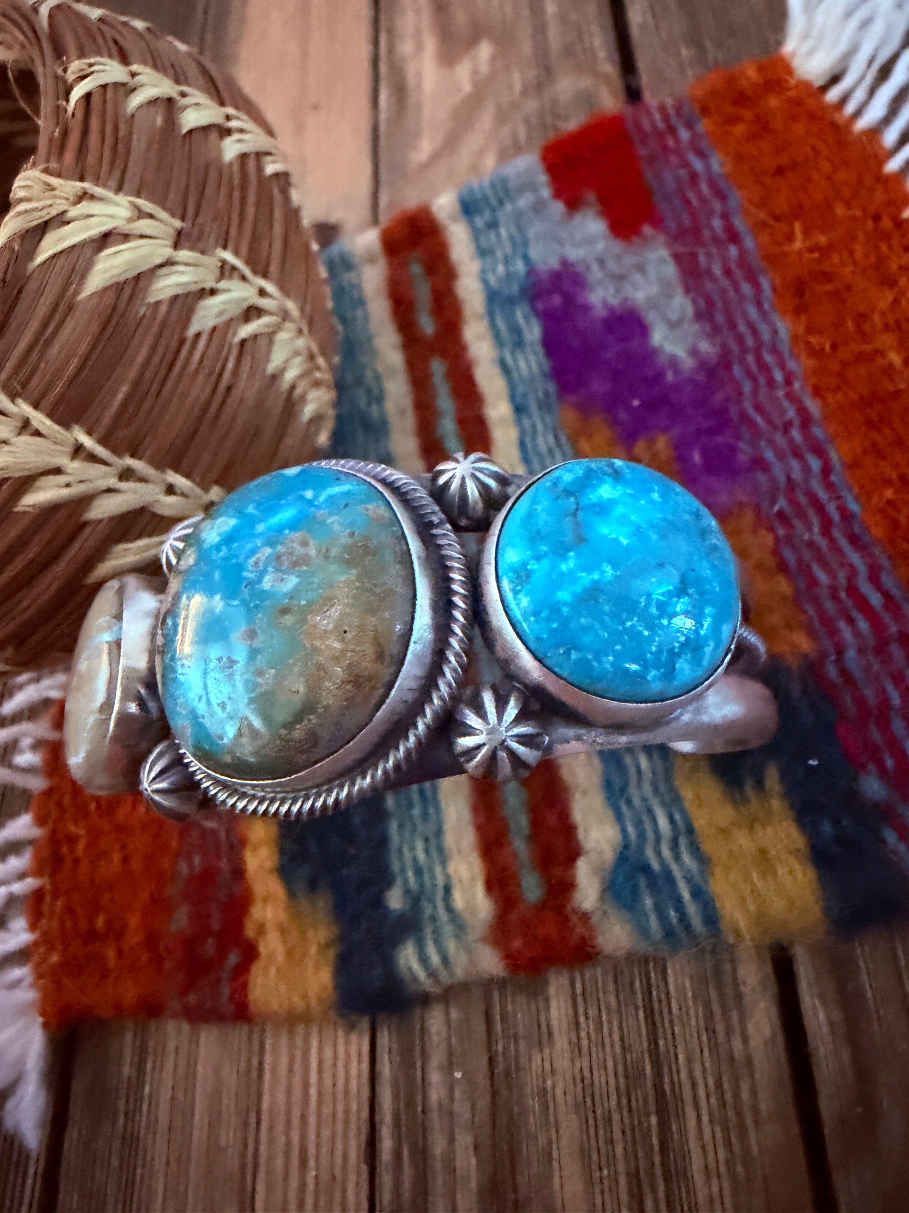 Handcrafted Sterling Silver and Turquoise Cuff Bracelet by Paul Livingston