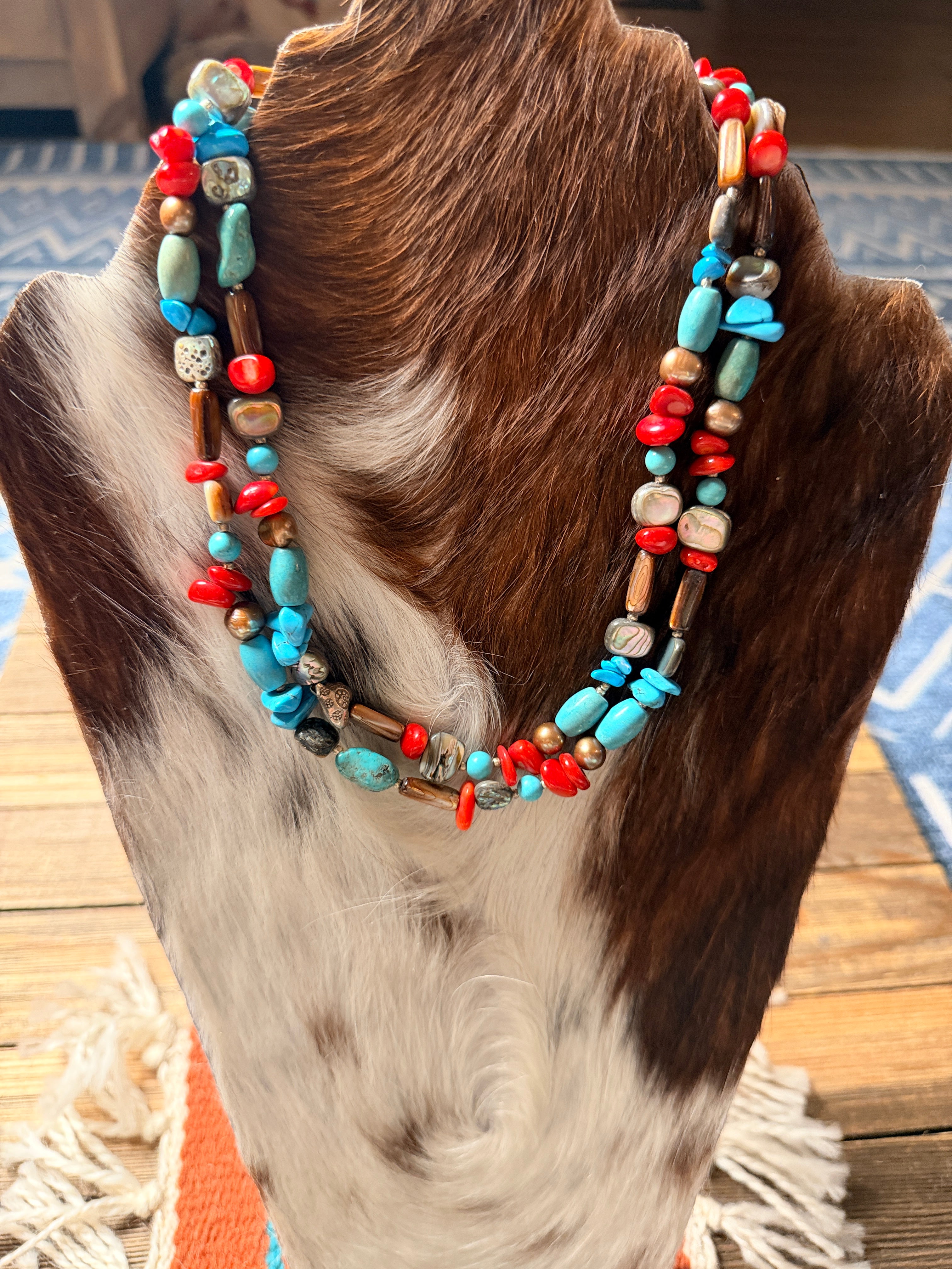 Handcrafted Multi Stone 34” Beaded Necklace