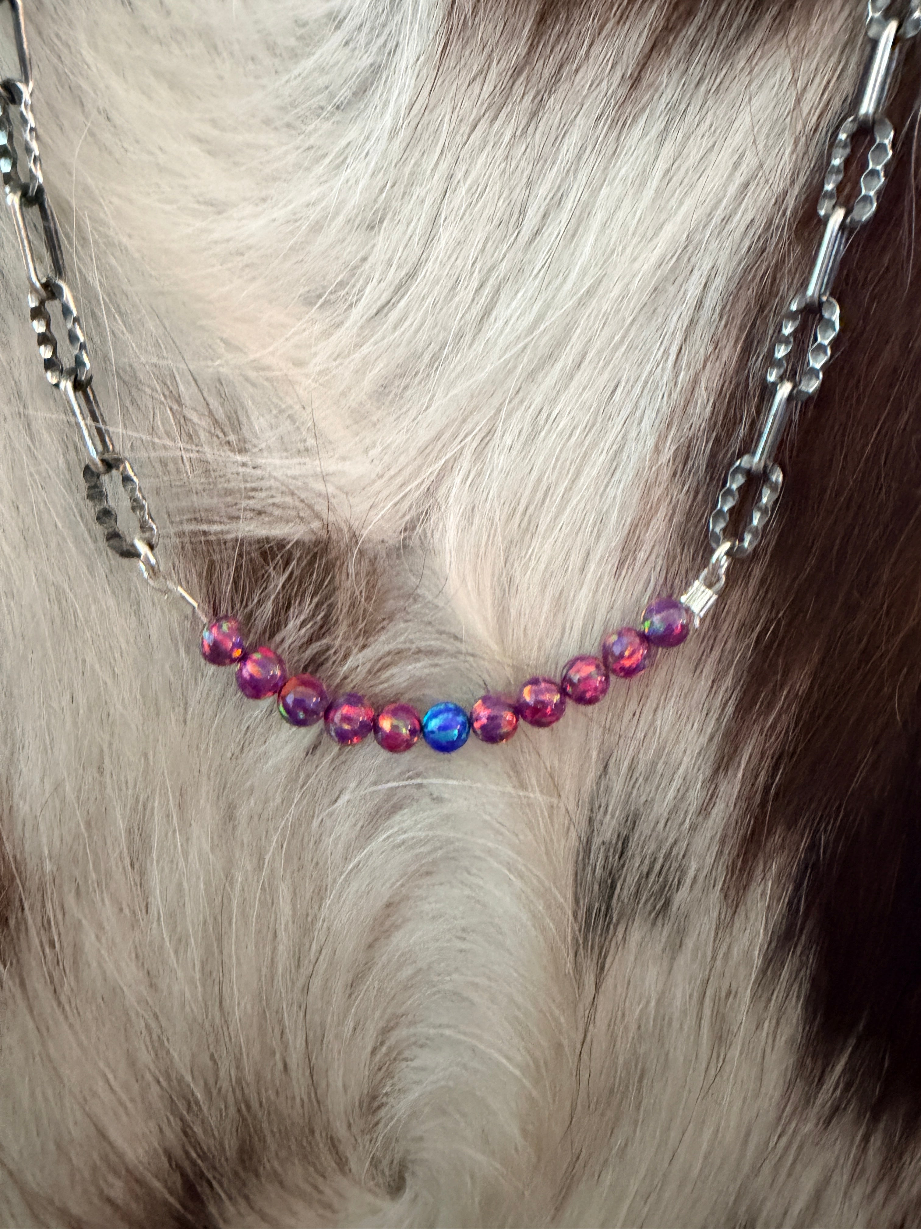 Handmade Sterling Silver & Fire Opal Beaded Necklace