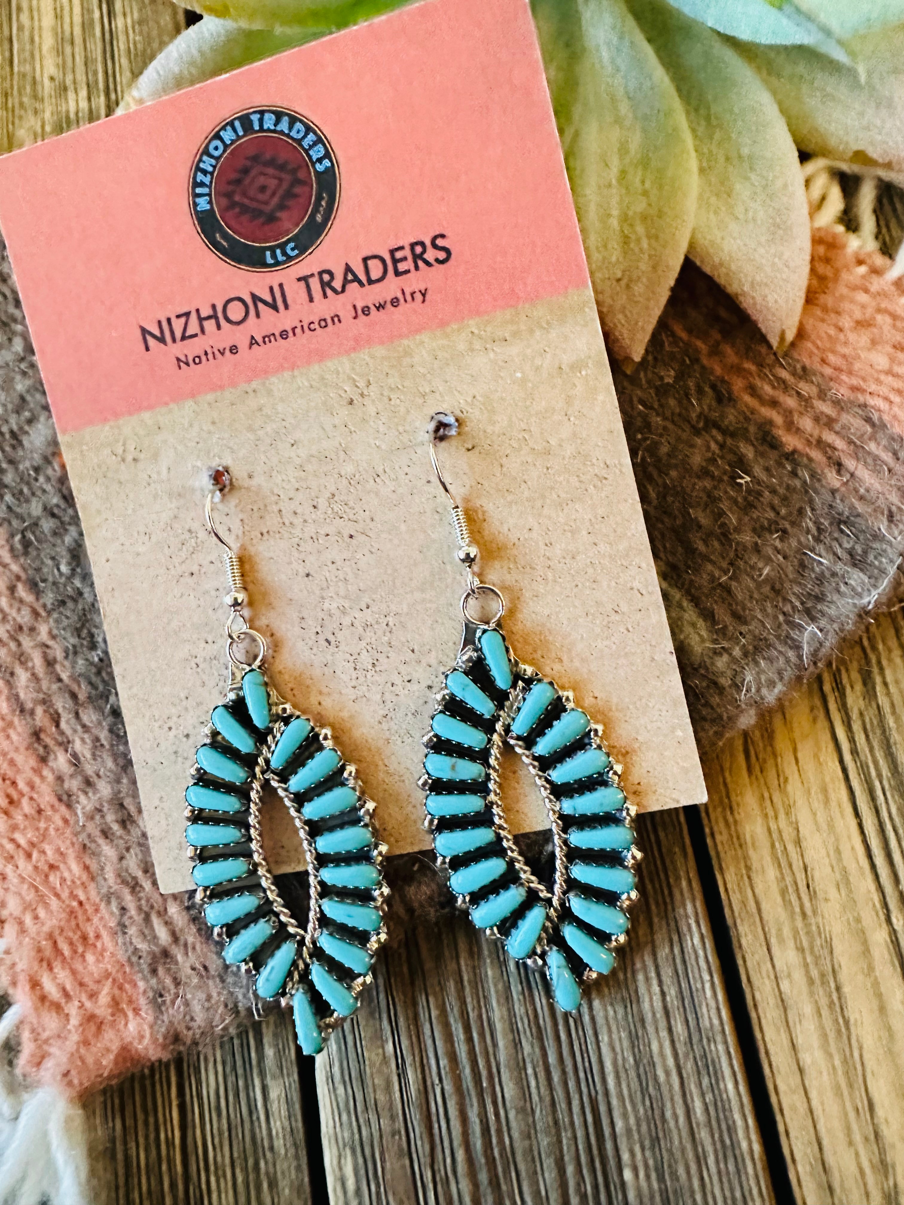 Handcrafted Sterling Silver & Turquoise Fishtail Dangle Earrings