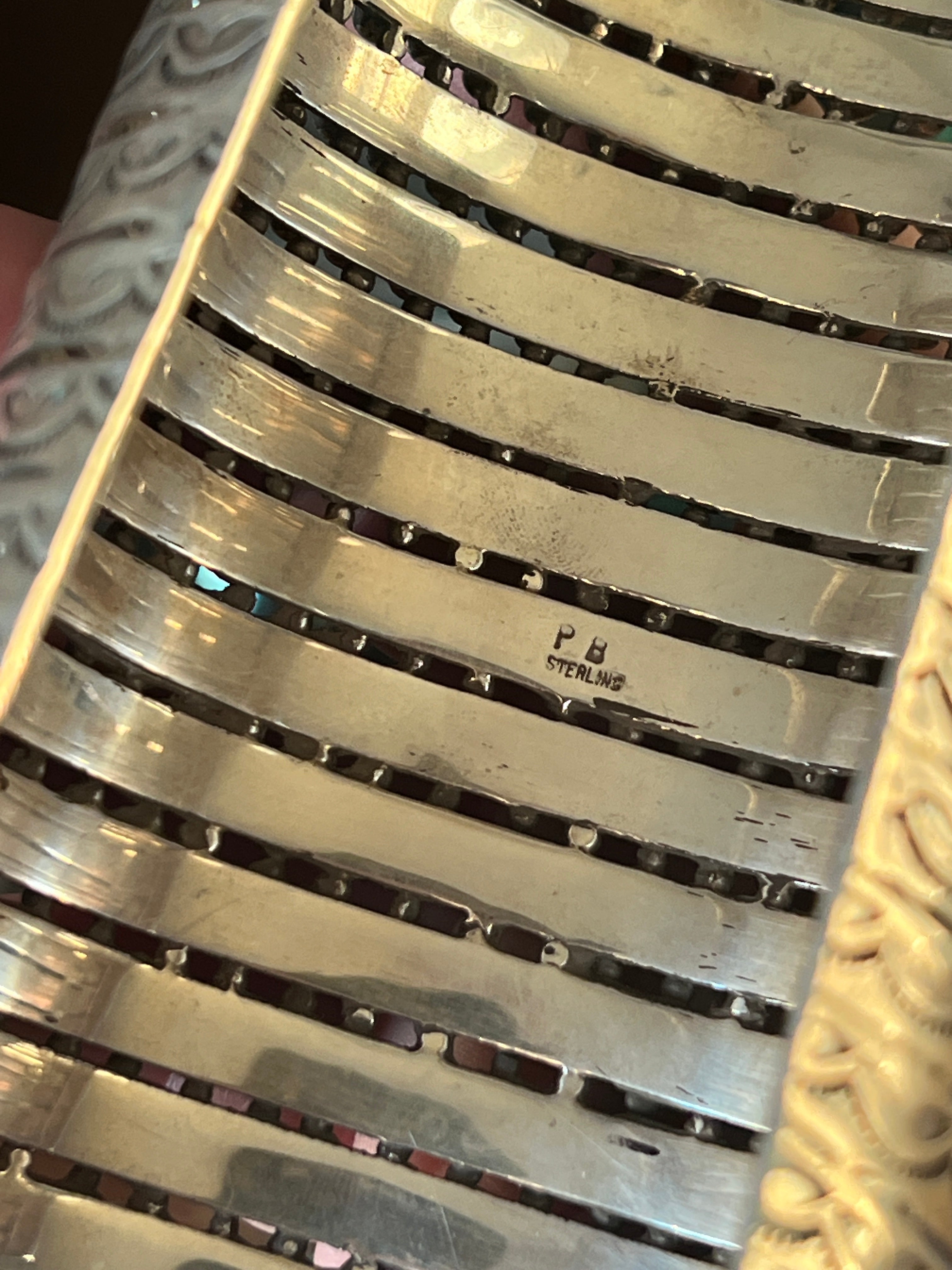 Handcrafted Epic Made 15 Row Sterling Silver and Turquoise Gauntlet Style Cuff Bracelet /