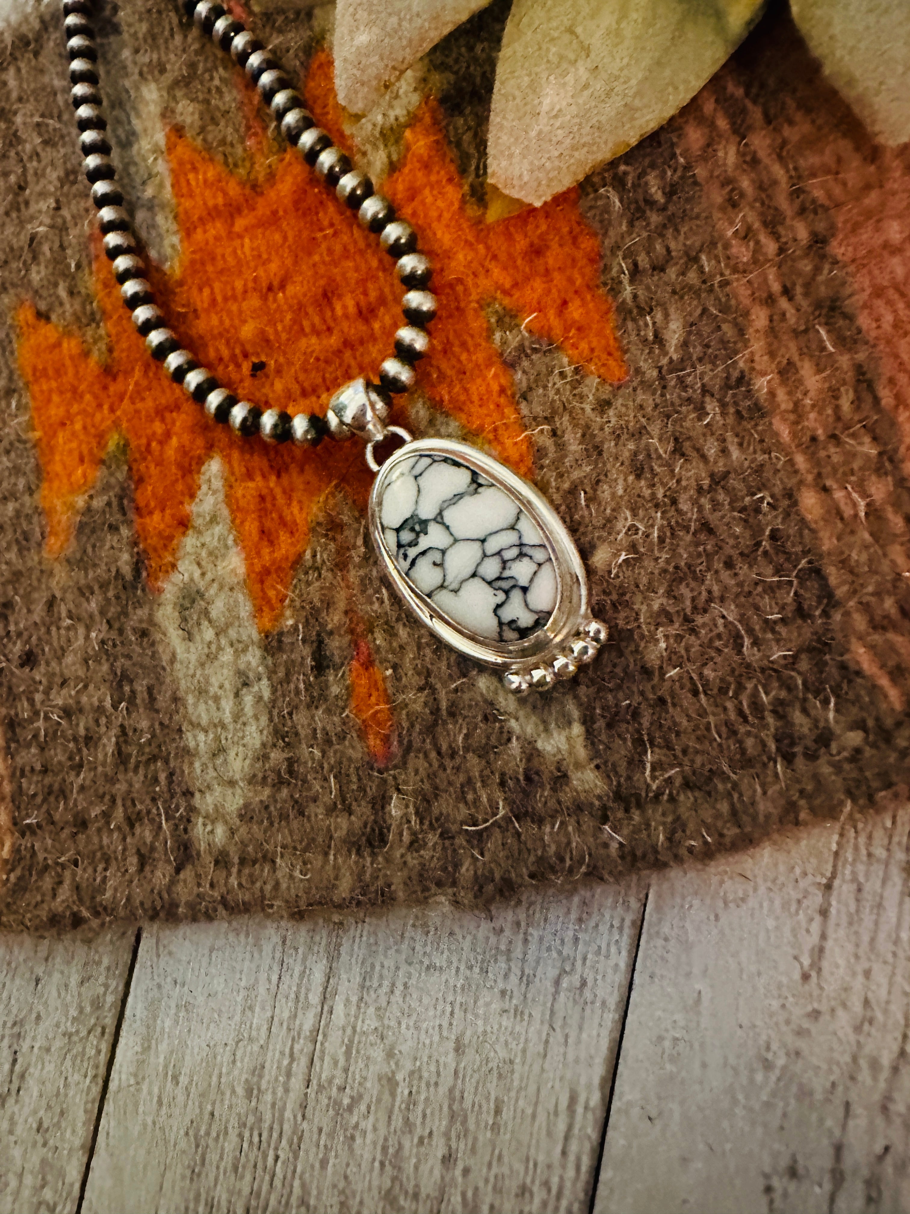 Navajo Howlite & Sterling Silver Pendant