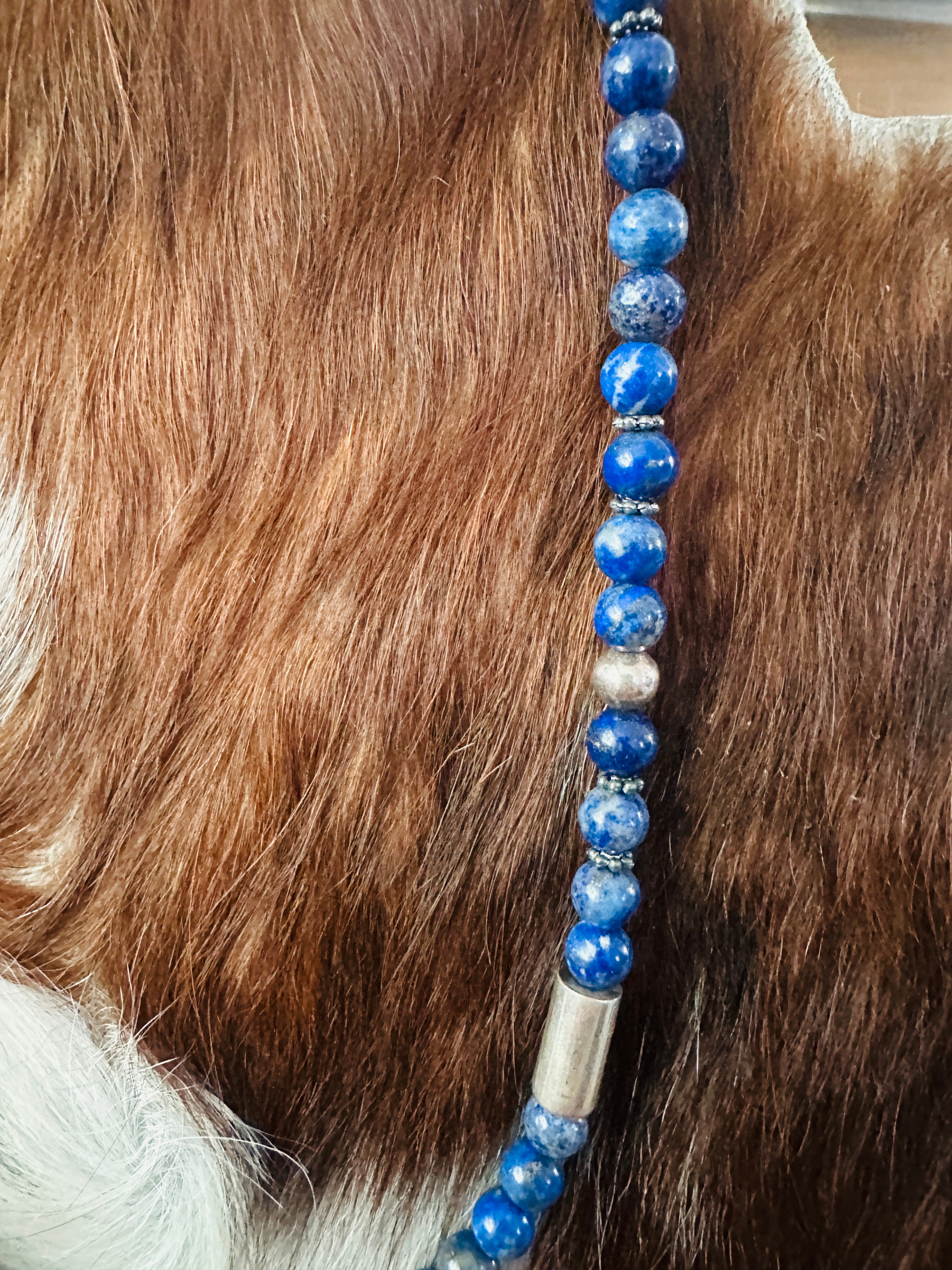 Handcrafted Lapis & Sterling Silver Beaded 18” Necklace by T & R Singer