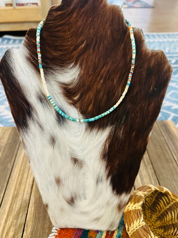 Handcrafted Multi Stone 16” Beaded Necklace