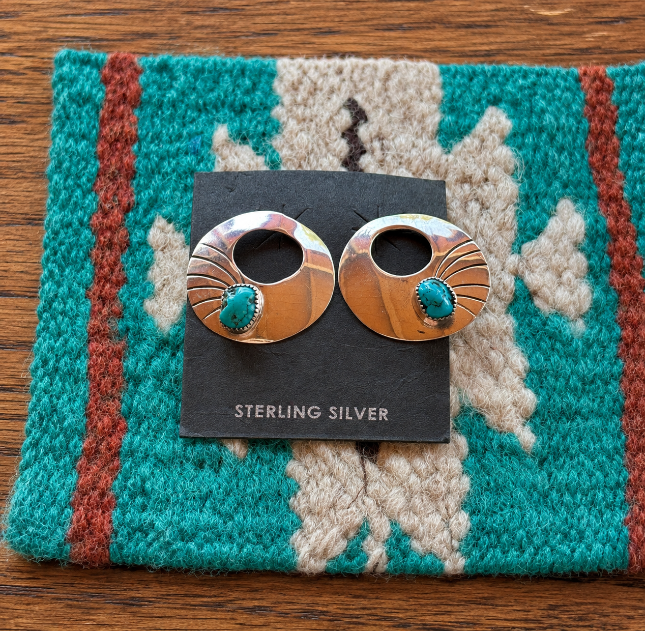 Handcrafted Sterling Silver & Turquoise Circle Stud Post Earrings