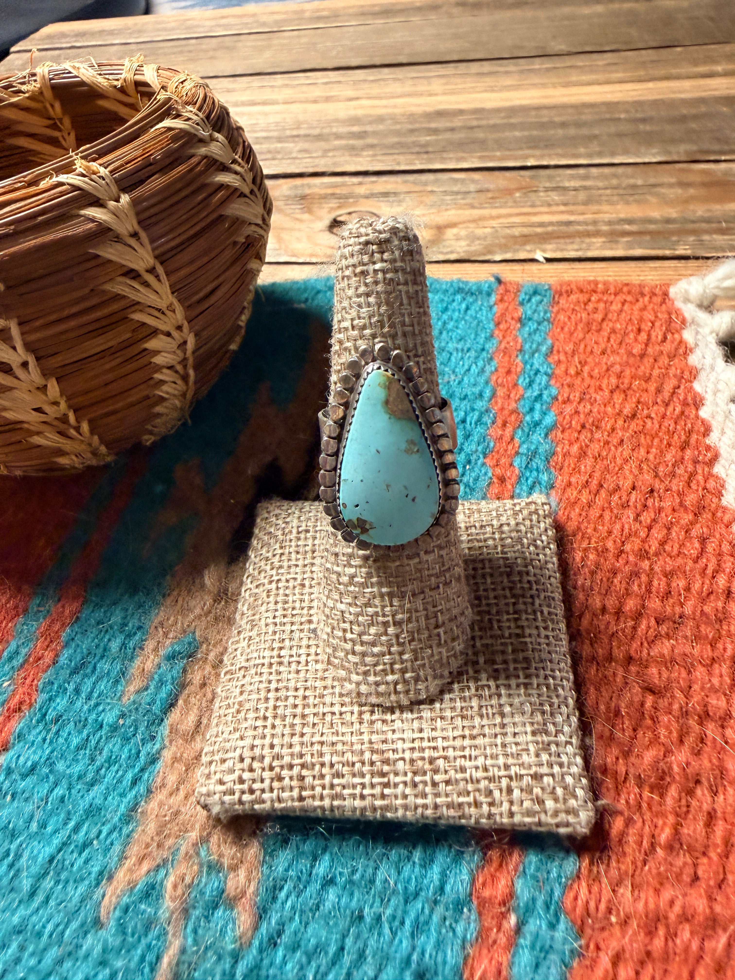 Handcrafted Turquoise & Sterling Silver Adjustable Ring by Tillie Jon