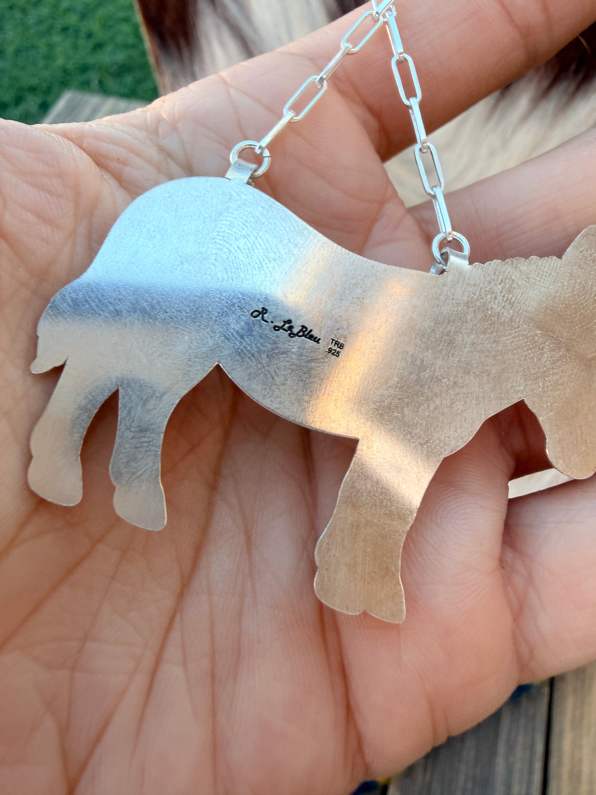 Handmade Sterling Silver & Turquoise Donkey Necklace