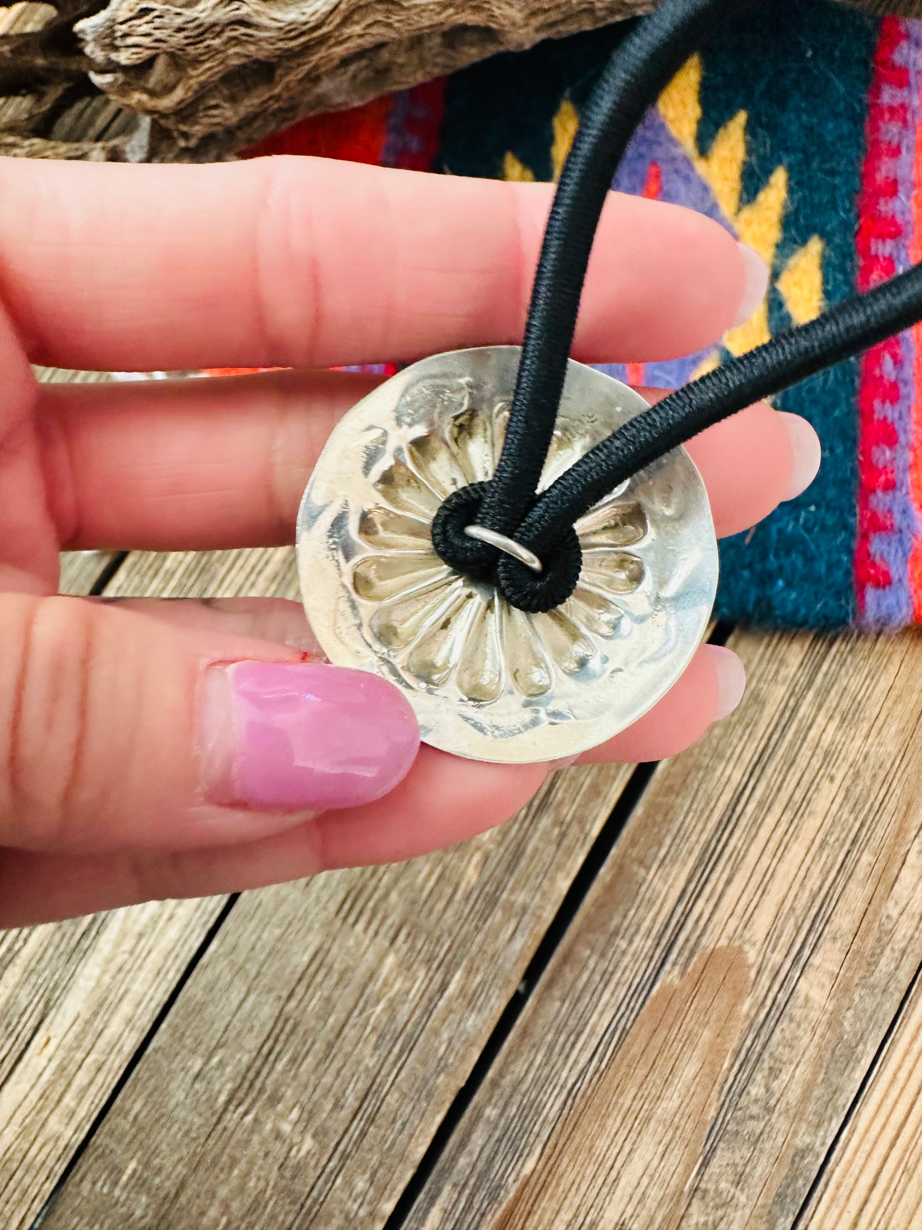 Navajo Sterling Silver Hand Stamped Hair Tie