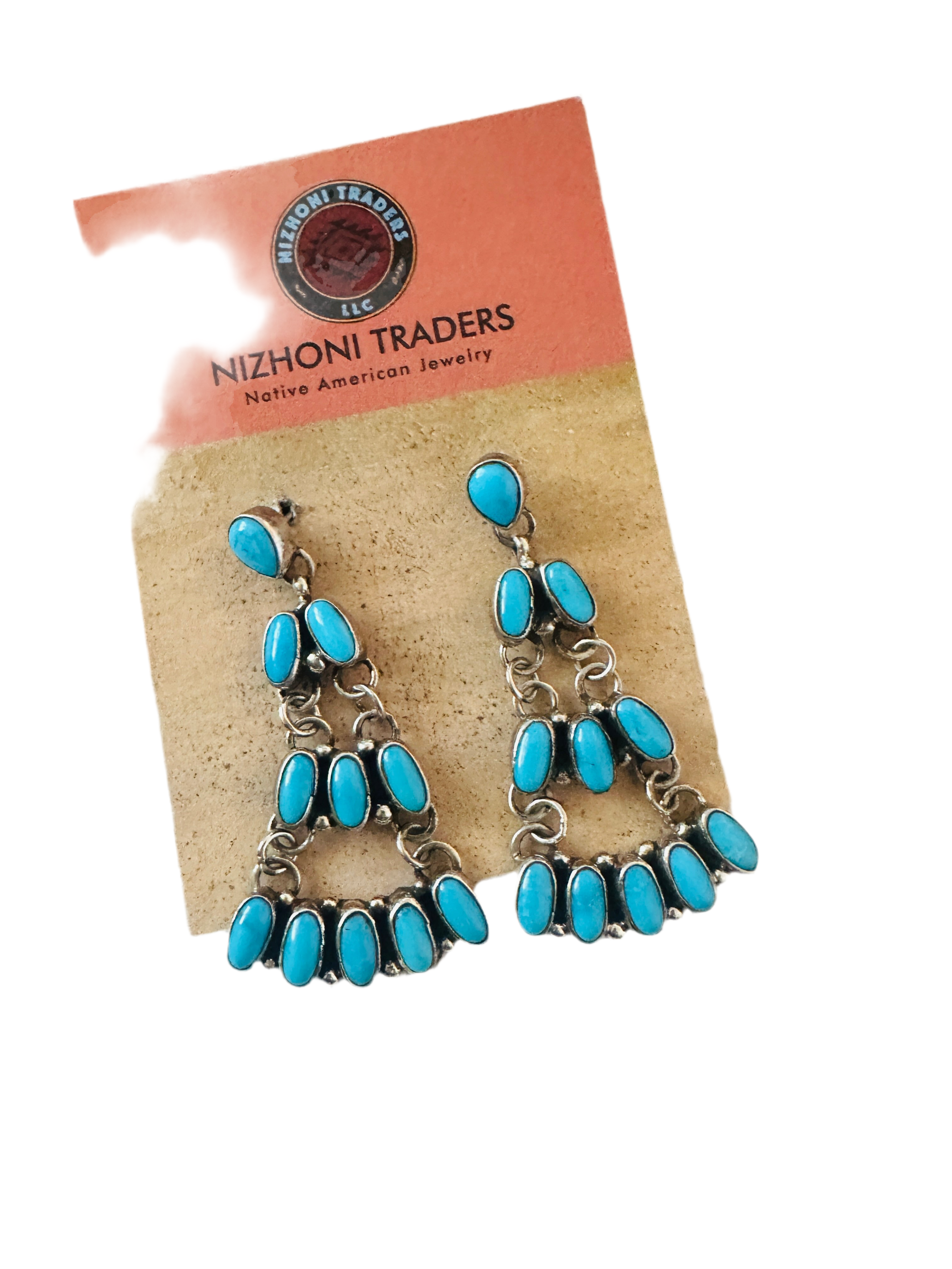 Handcrafted Turquoise & Sterling Silver Chandelier Dangle Earrings