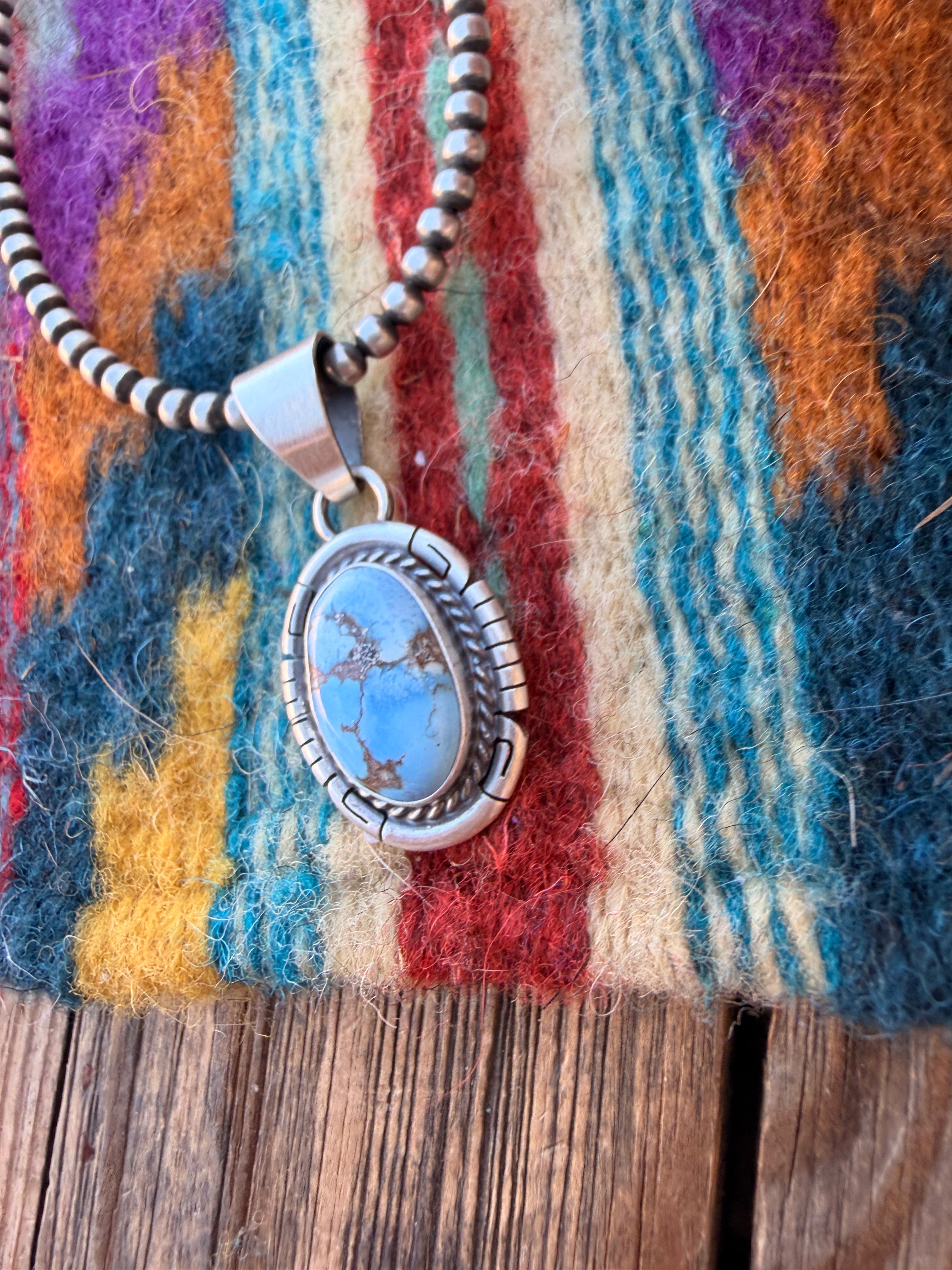 Handcrafted Sterling Silver & Golden Hills Turquoise Pendant by David Skeets