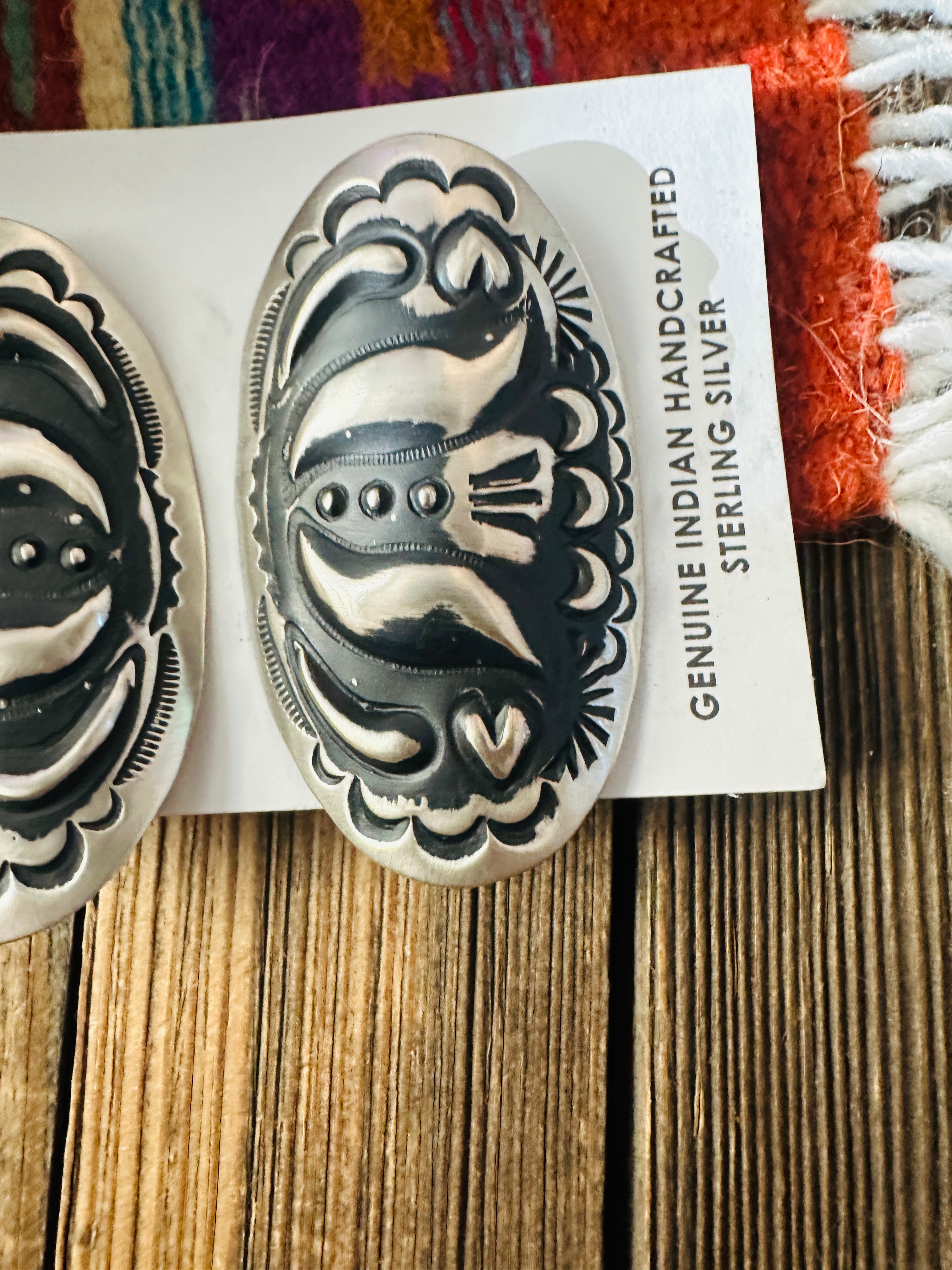 Handcrafted Sterling Silver Concho Post Earrings by Leander Tahe
