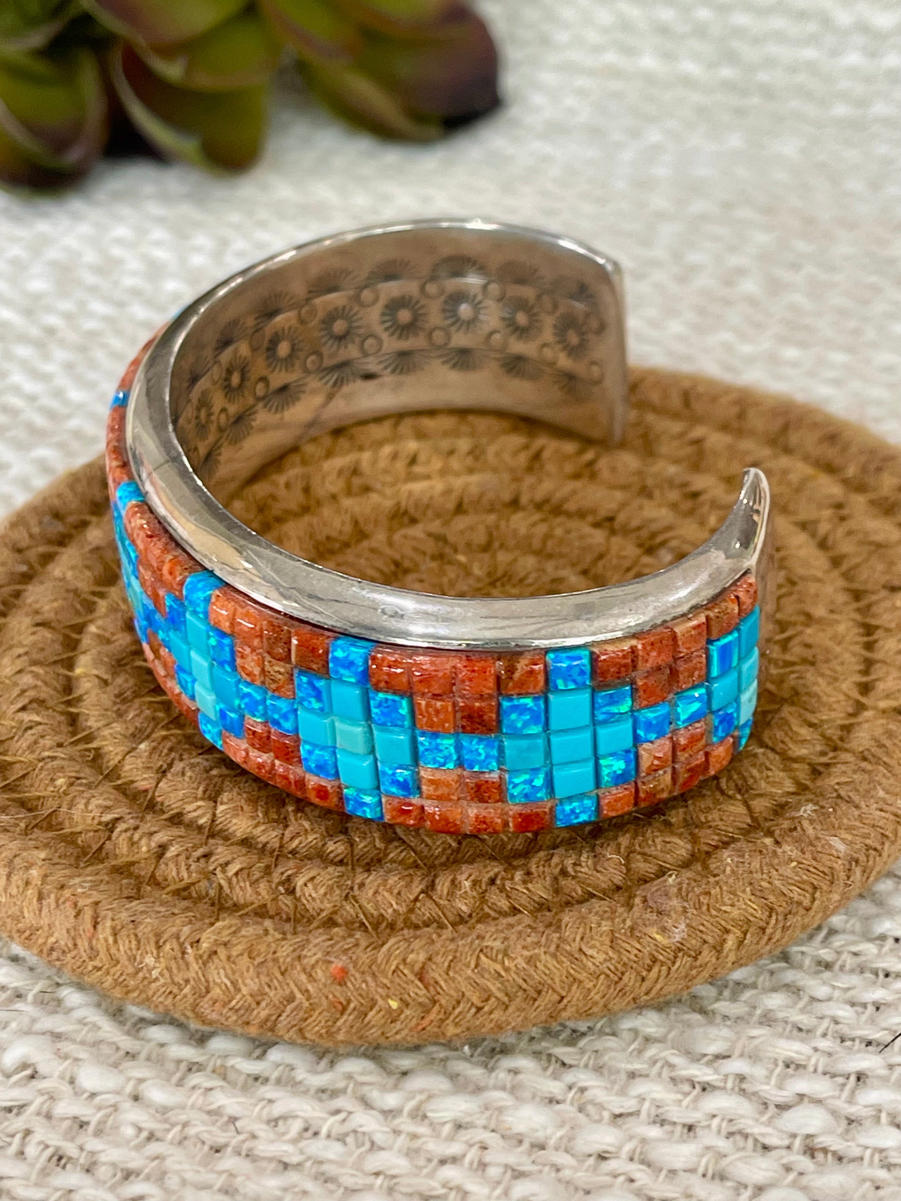 Gorgeous Handmade Sterling Silver & Multi Stone Cuff Bracelet