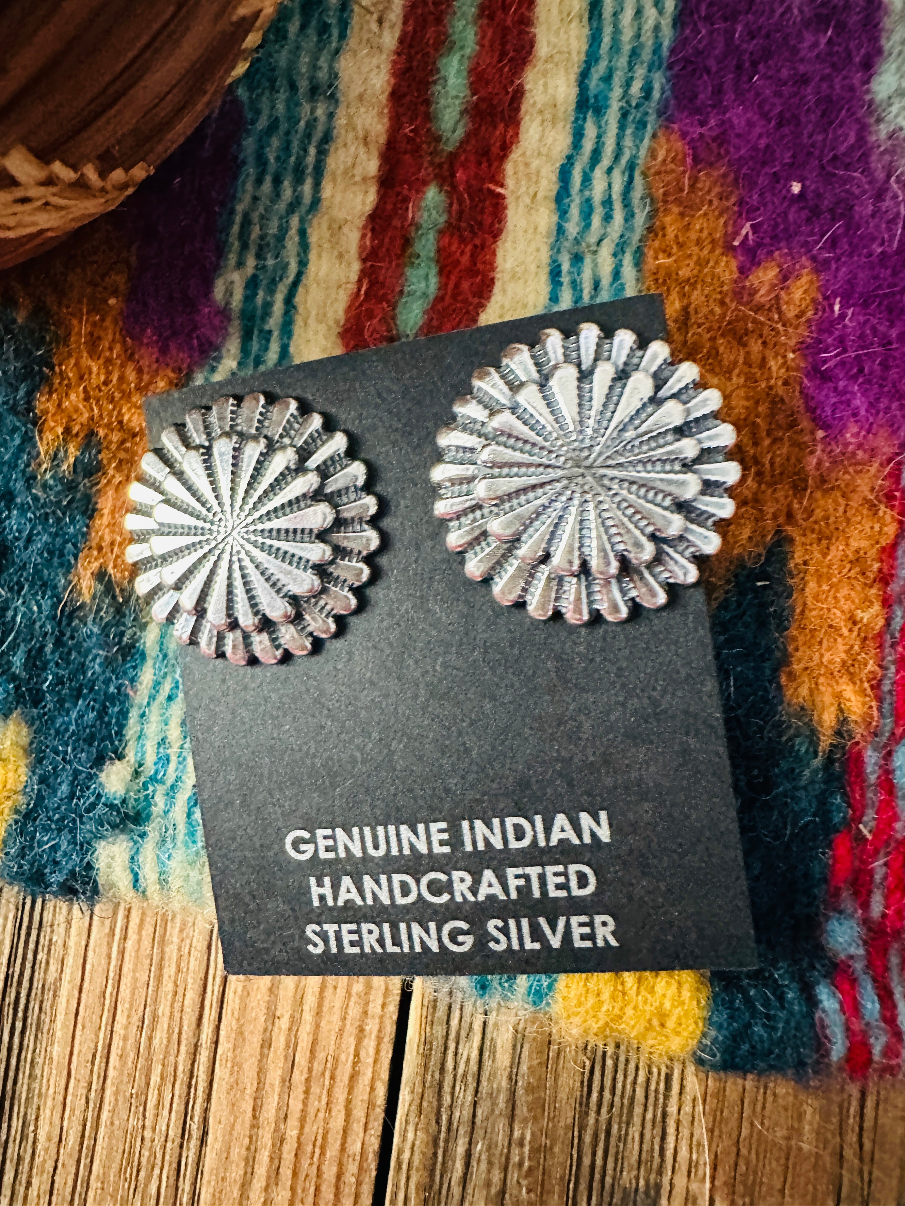 Handcrafted Sterling Silver Concho Stud Earrings