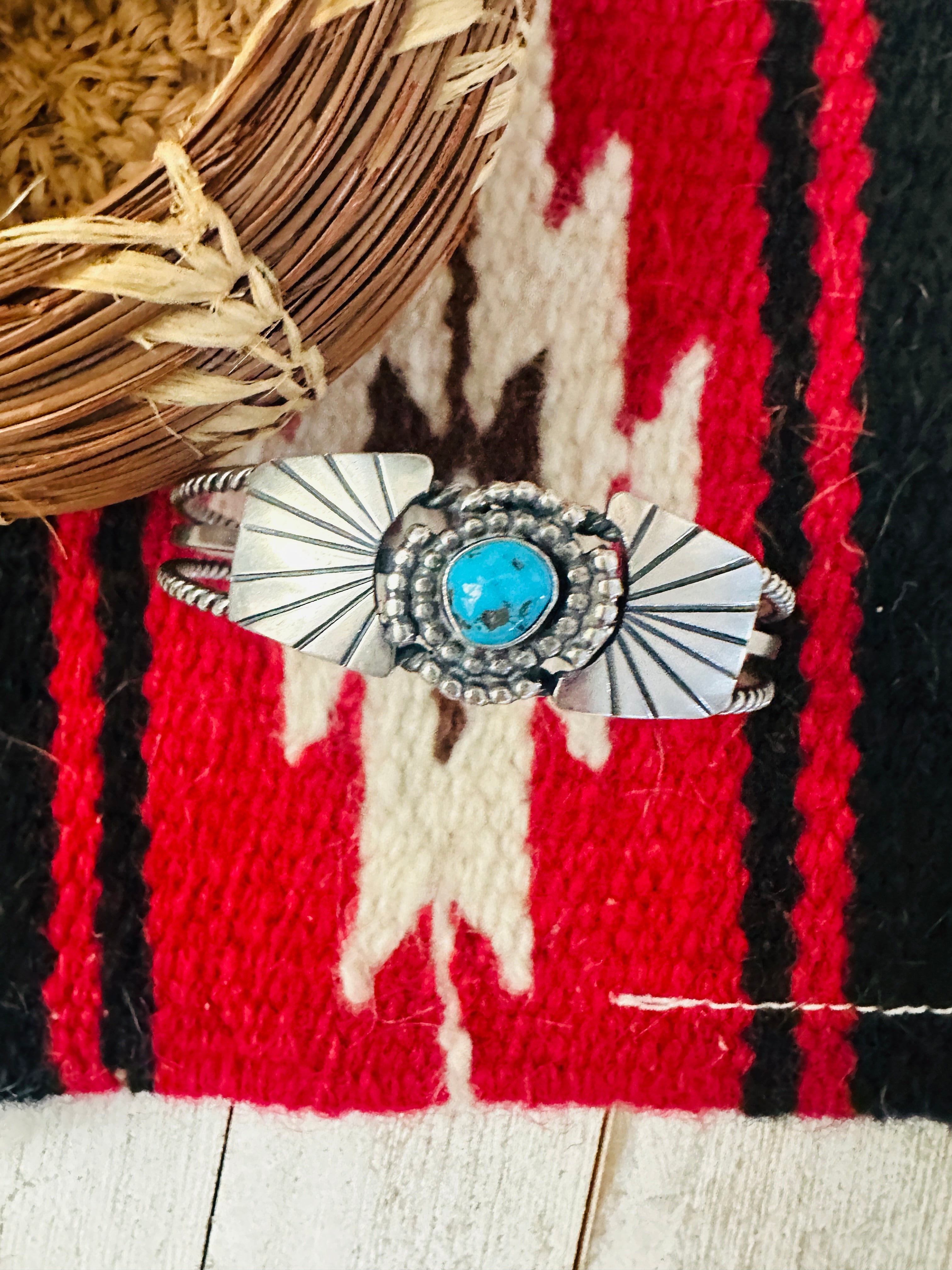 Navajo Kingman Turquoise & Sterling Silver Cuff Bracelet