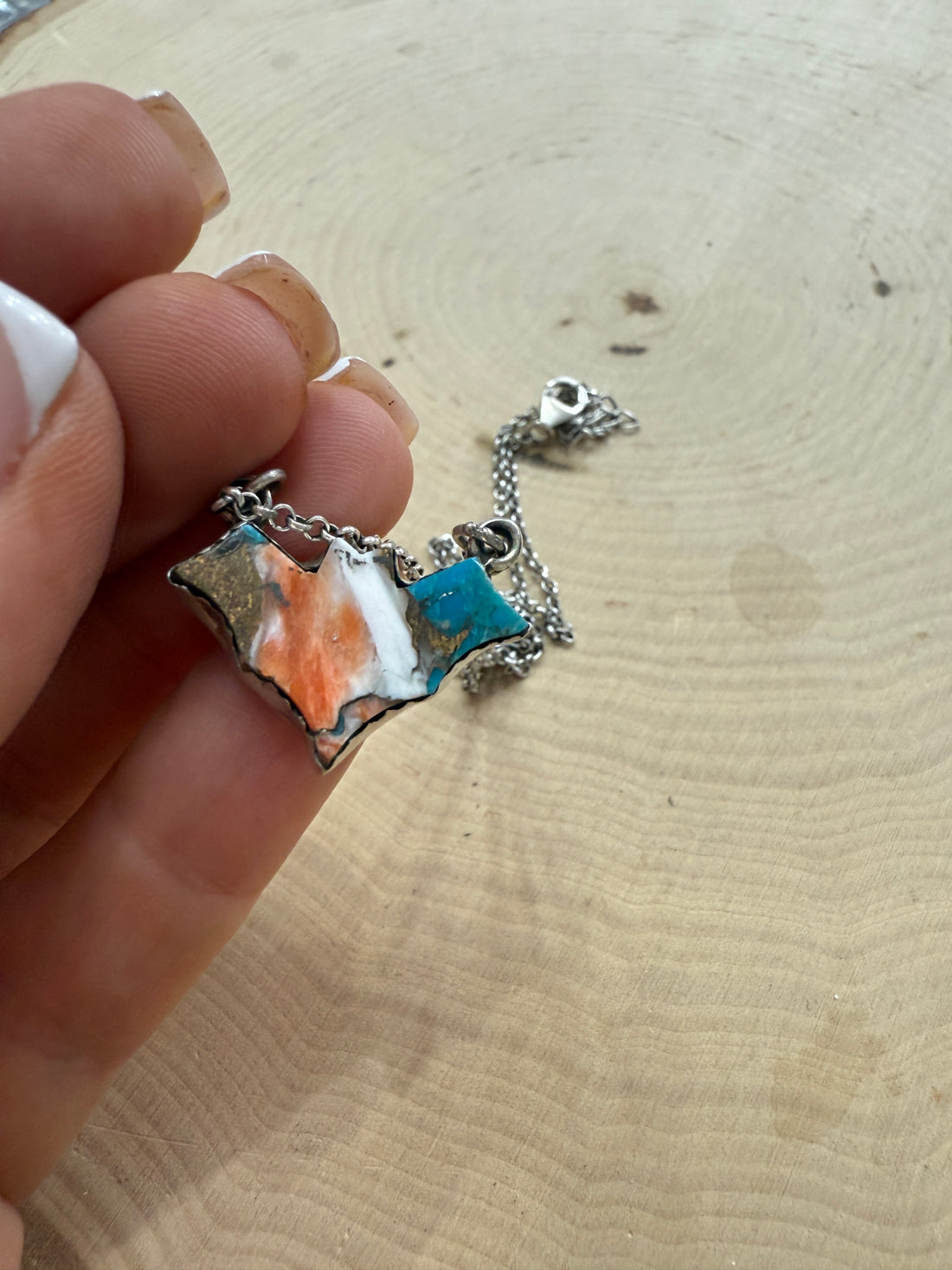 Beautiful Handmade Sterling Silver & Spice Bat Necklace