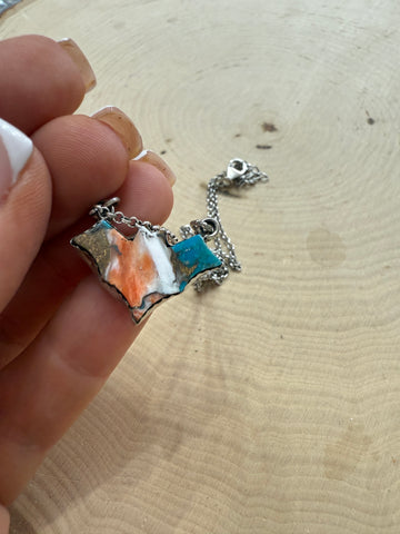 Beautiful Handmade Sterling Silver & Spice Bat Necklace