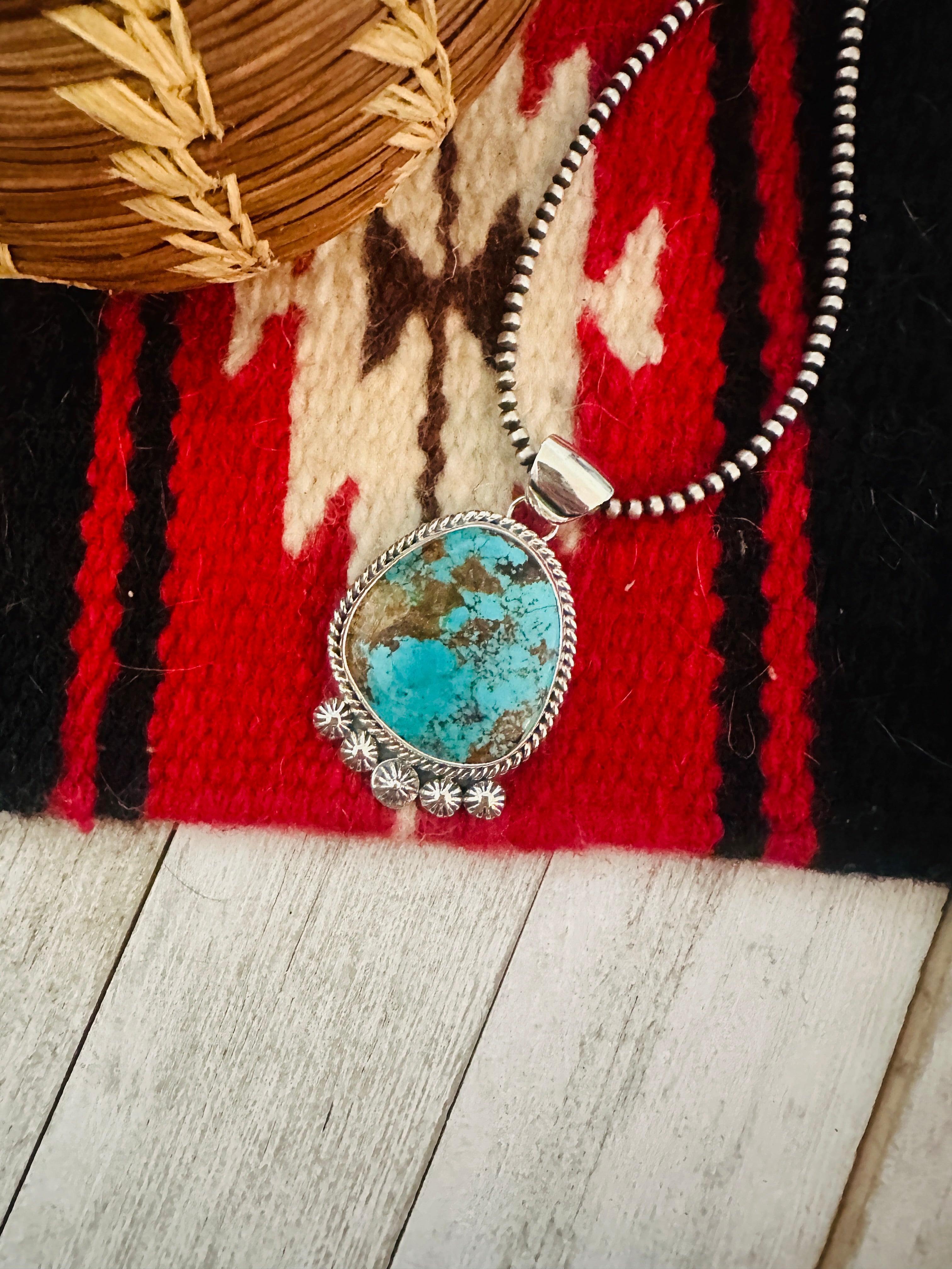 Navajo Number 8 Turquoise & Sterling Silver Pendant