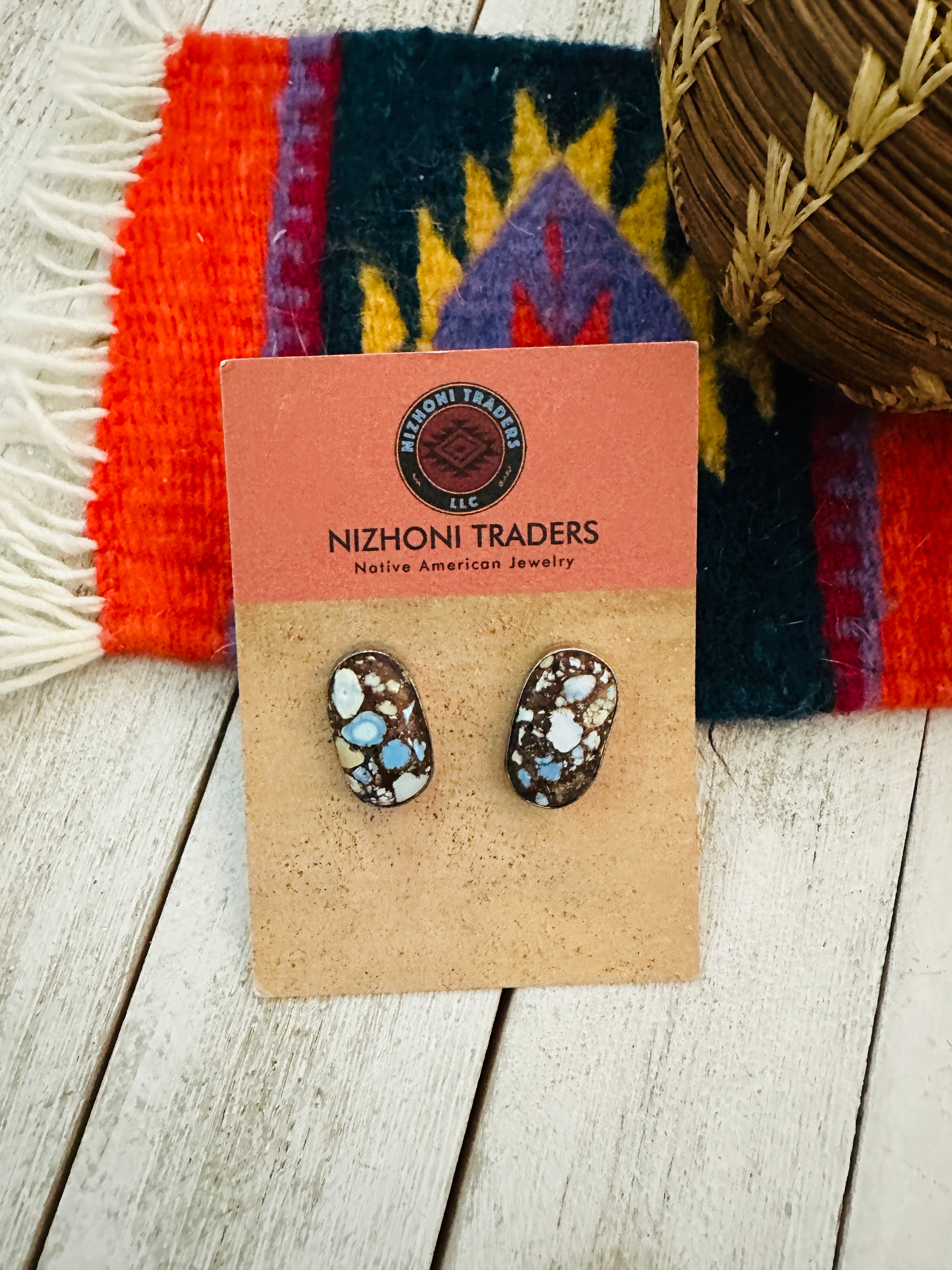 Navajo Golden Hills Turquoise & Sterling Silver Post Earrings