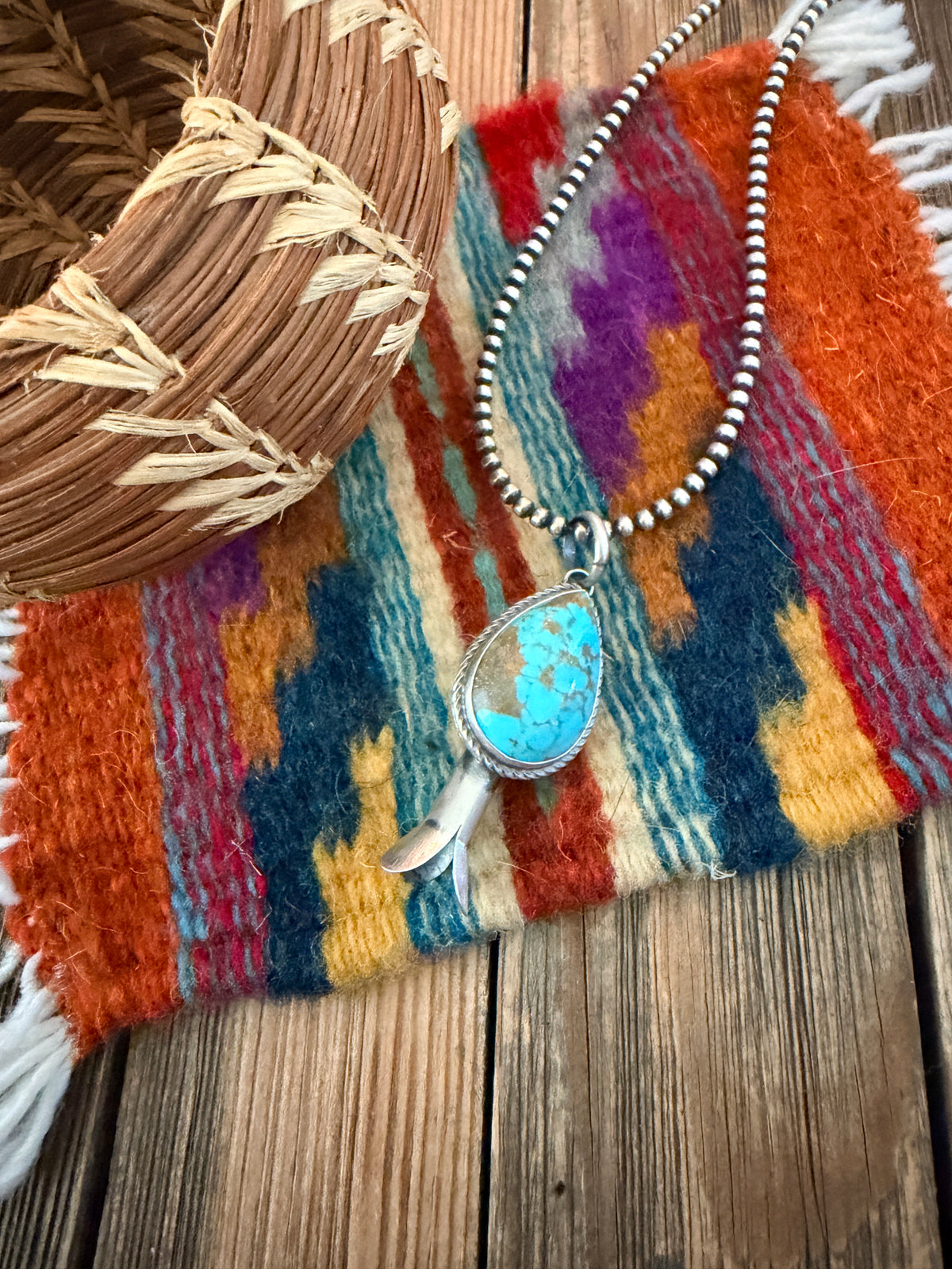 Handcrafted Sterling Silver & Turquoise Blossom Pendant