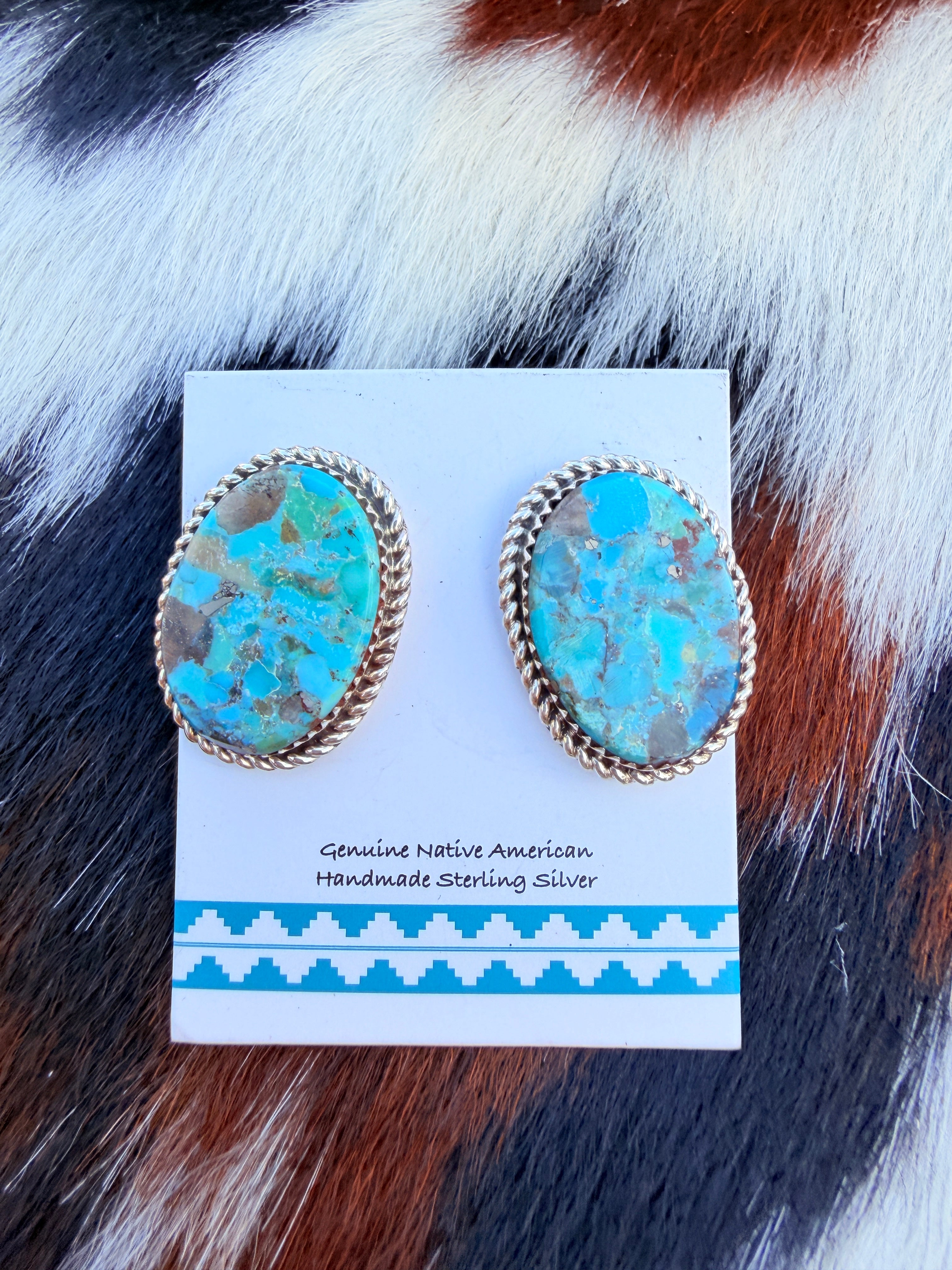 Handcrafted Turquoise & Sterling Silver Post Earrings
