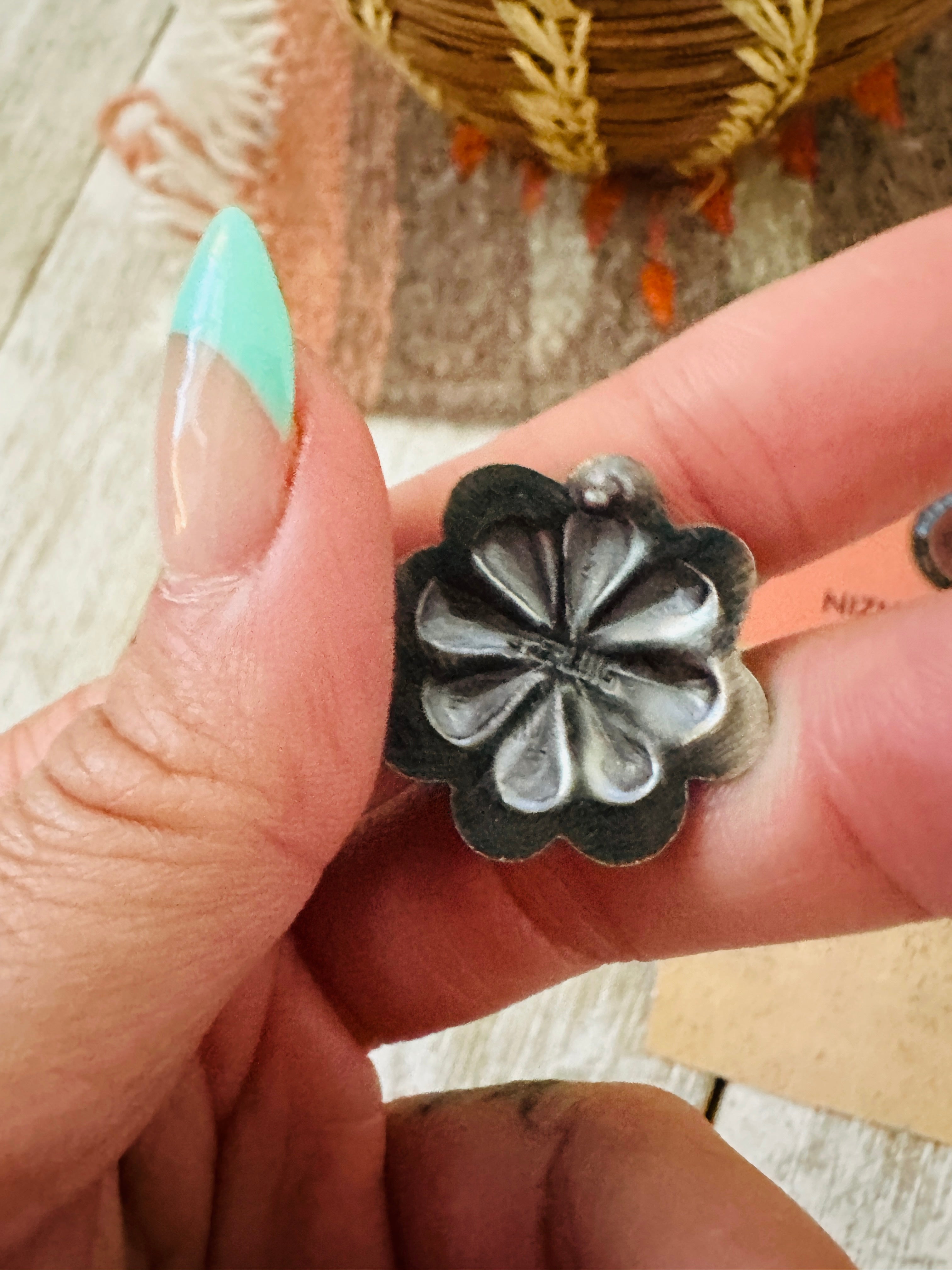 Handcrafted Sterling Silver Concho Stud Earrings