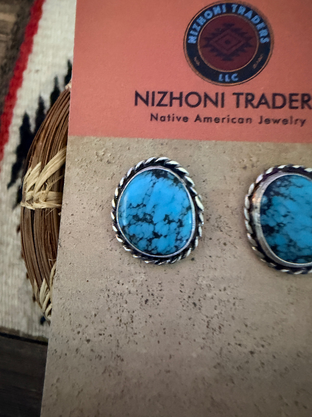 Handcrafted Turquoise & Sterling Silver Post Earrings
