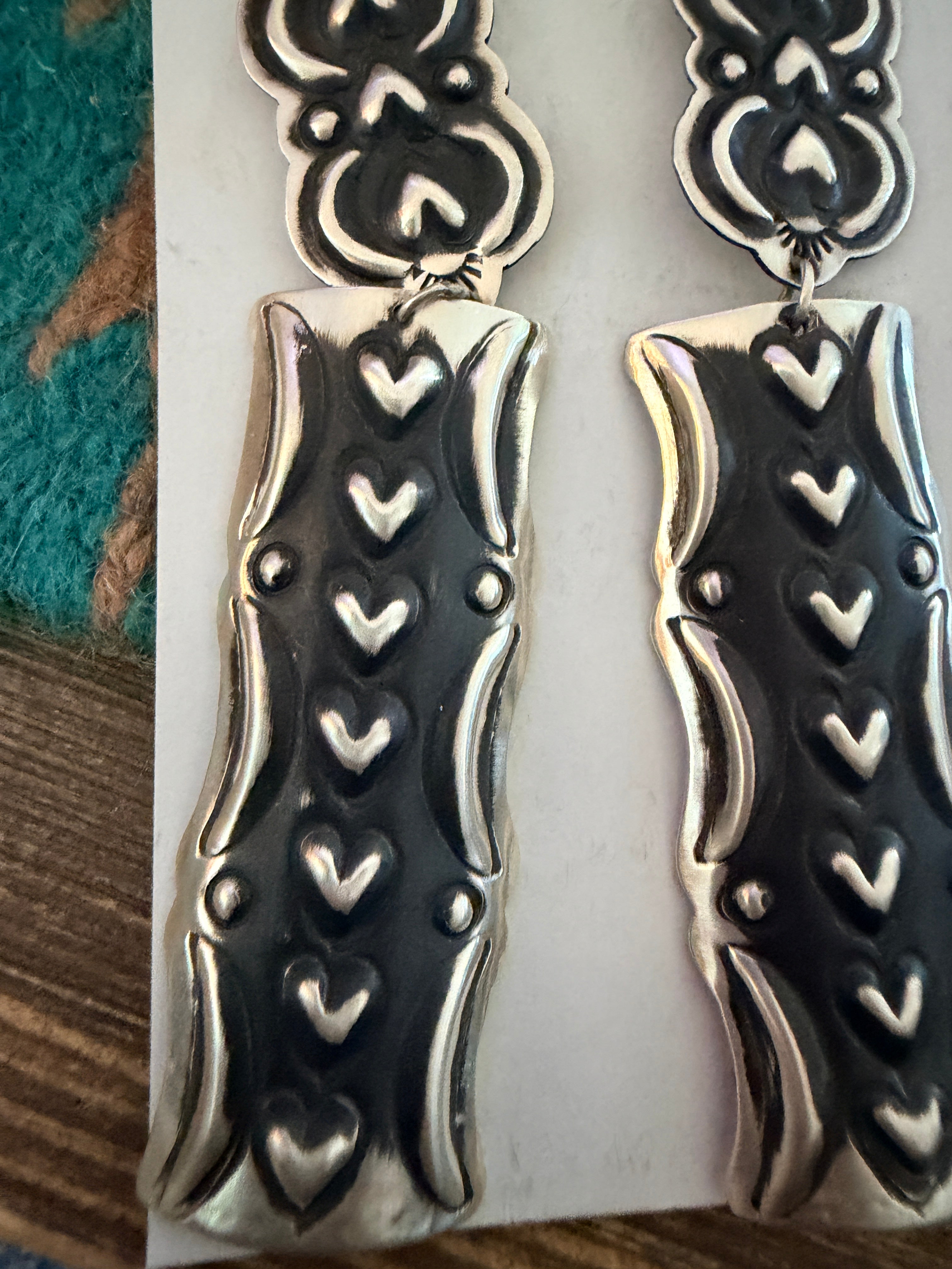 Handcrafted Sterling Silver Concho Dangle Earrings by Leander Tahe