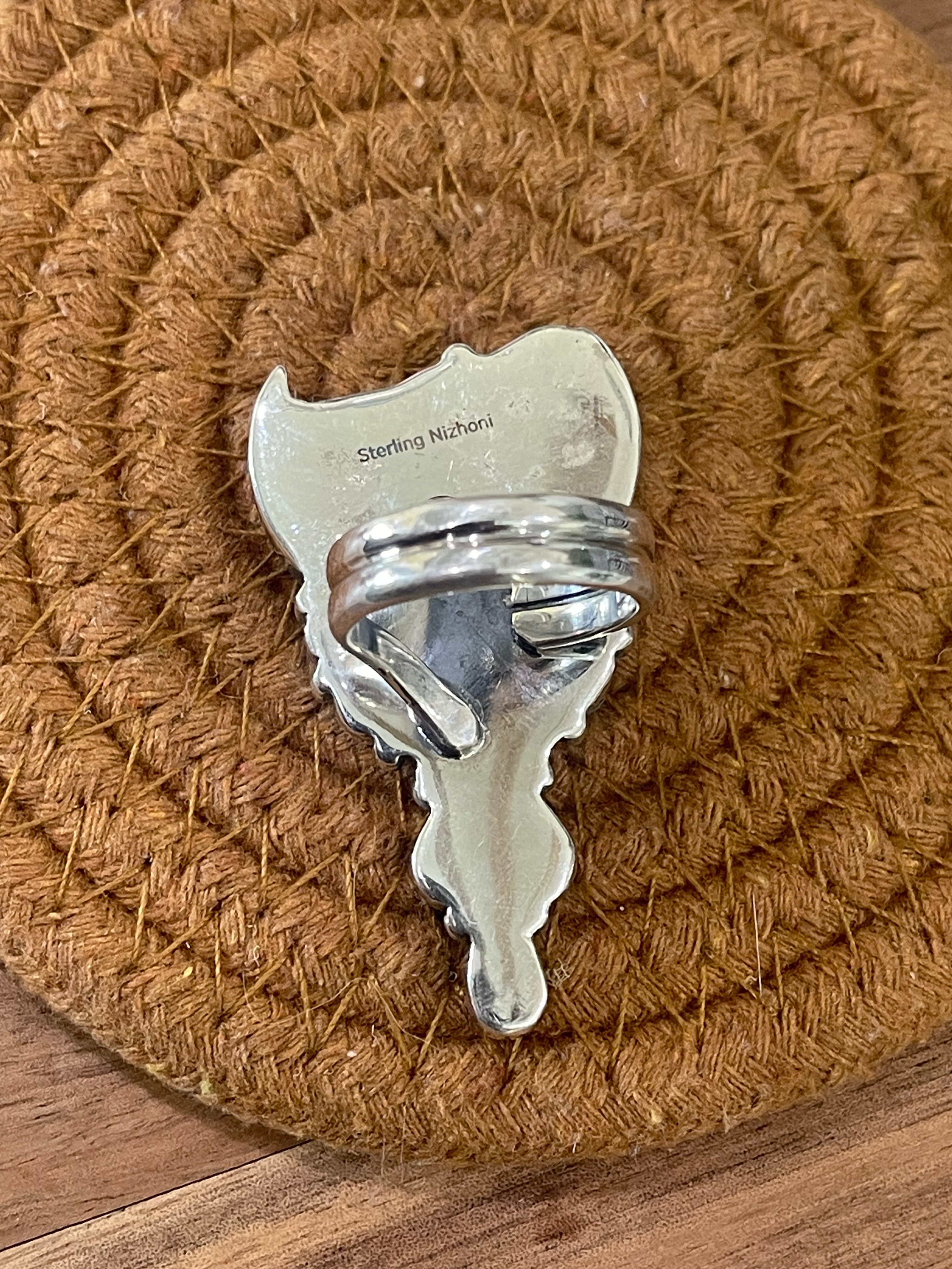 Beautiful Handmade Sterling Silver & Multi Stone Thunderbird Adjustable Ring