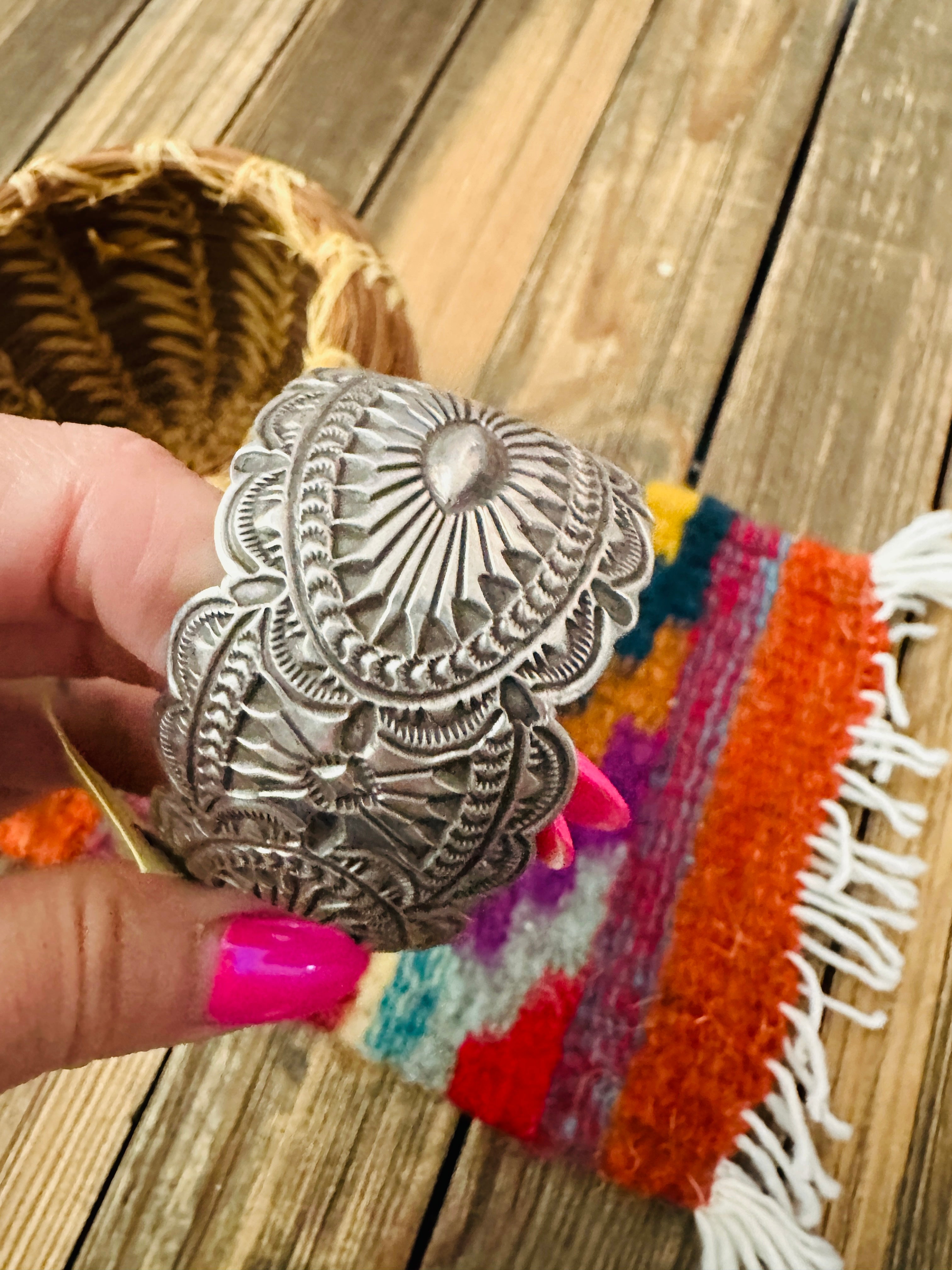 Handcrafted Old Pawn Sterling Silver Watch Cuff Bracelet