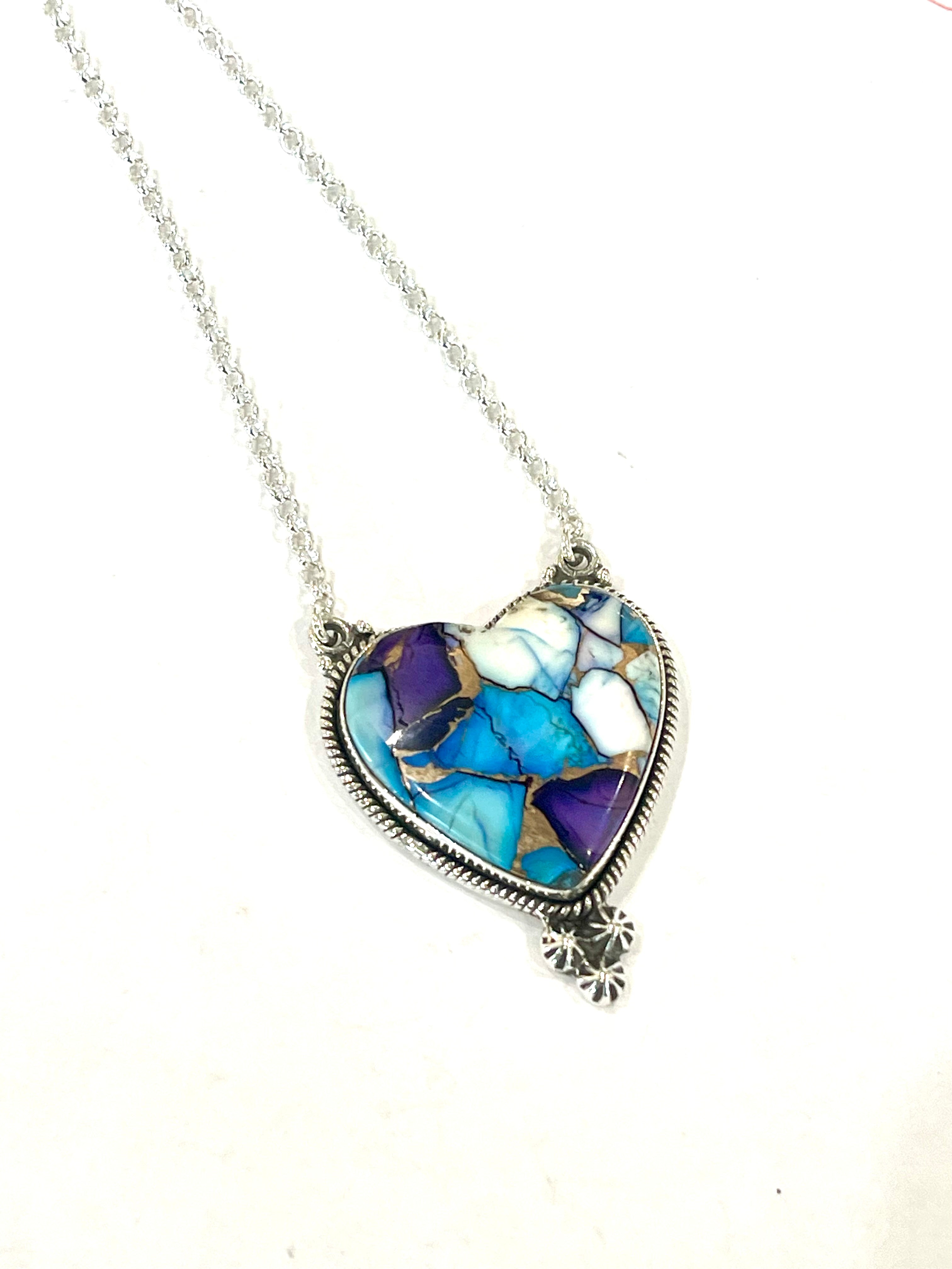 Handmade Sterling Silver & Purple Dream Mojave Heart Necklace