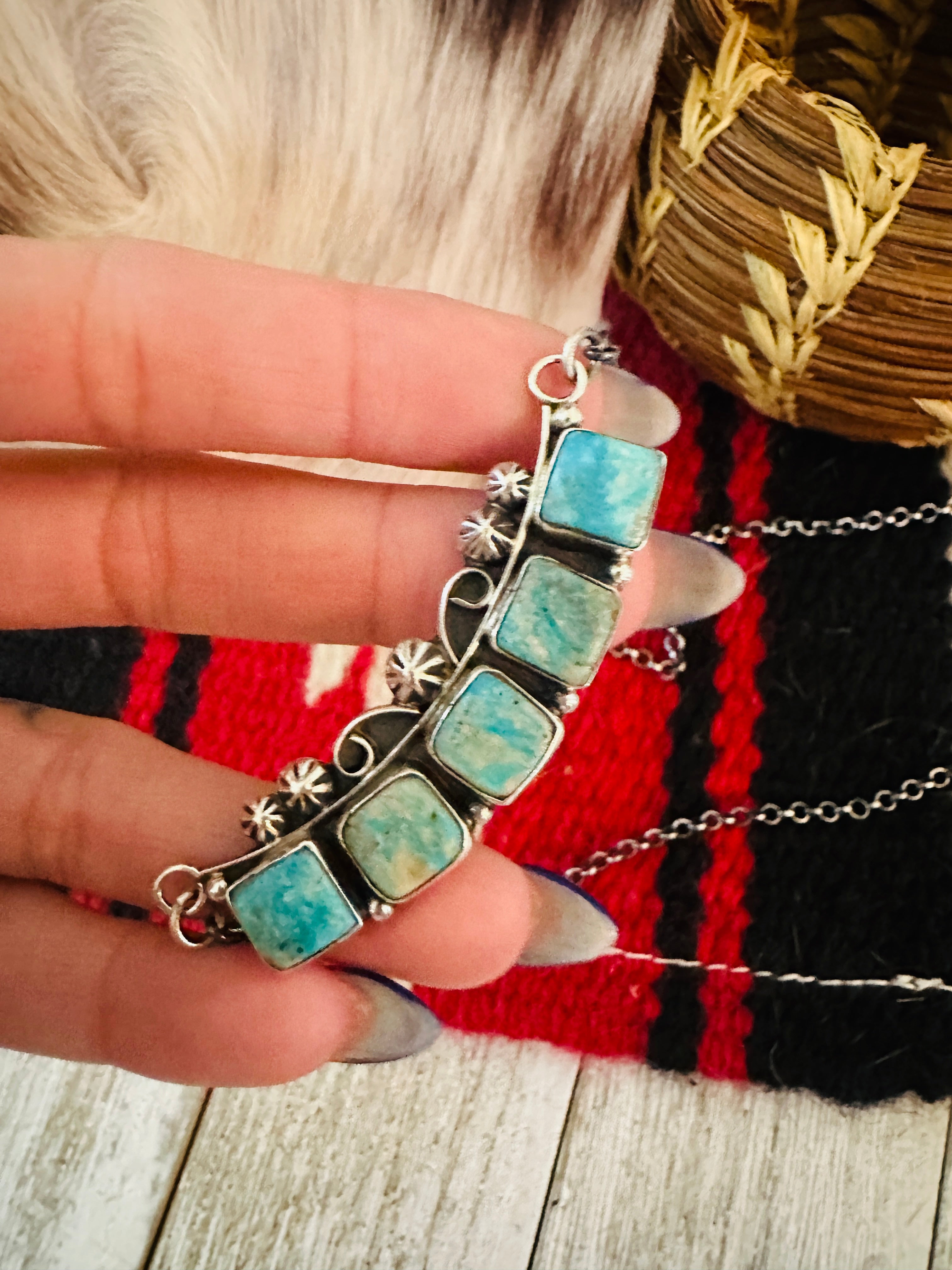 Handcrafted Sterling Silver & Royston Turquoise Necklace by Jacqueline Silver