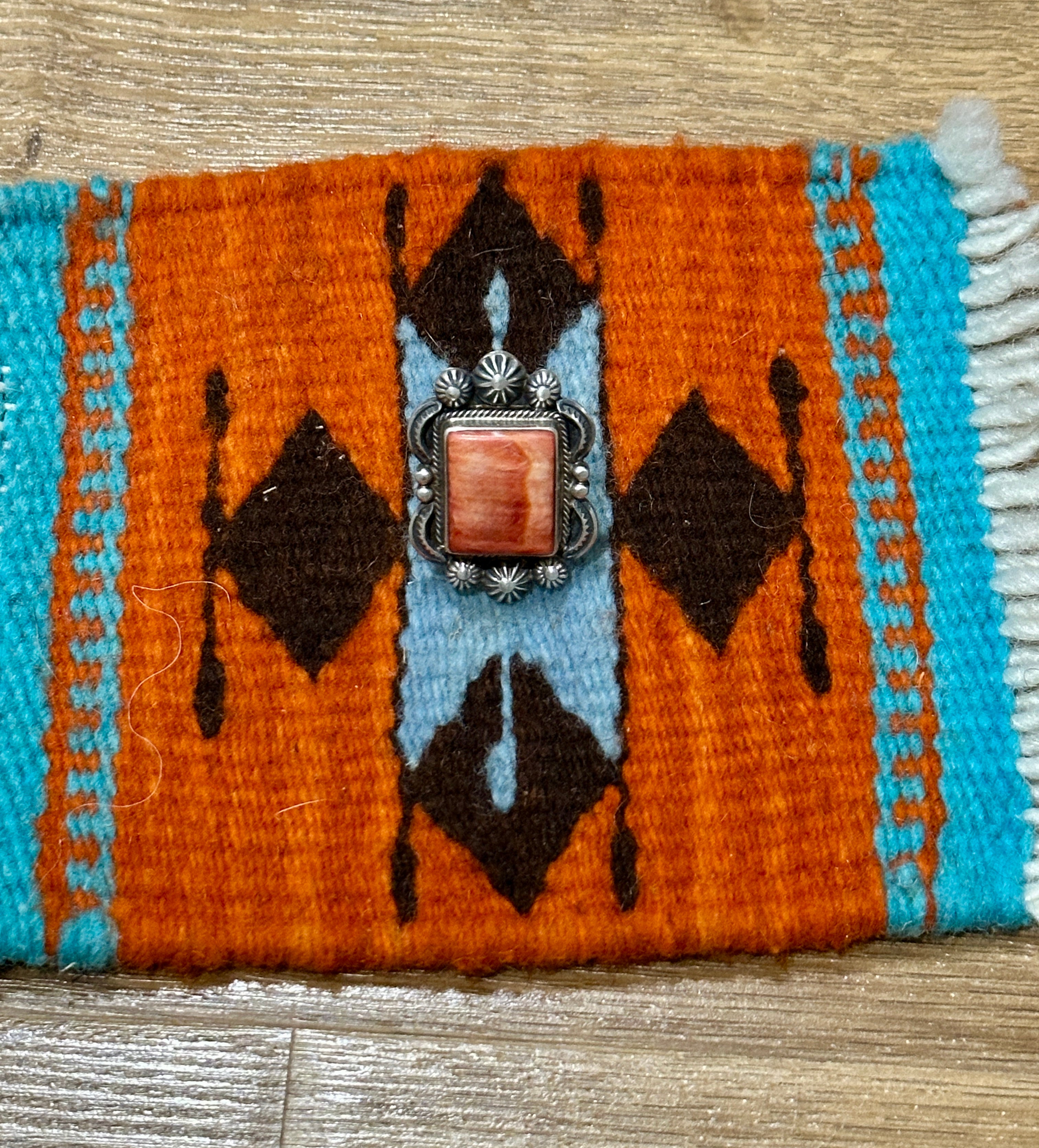 Handcrafted Sterling Silver & Orange Spiny Ring