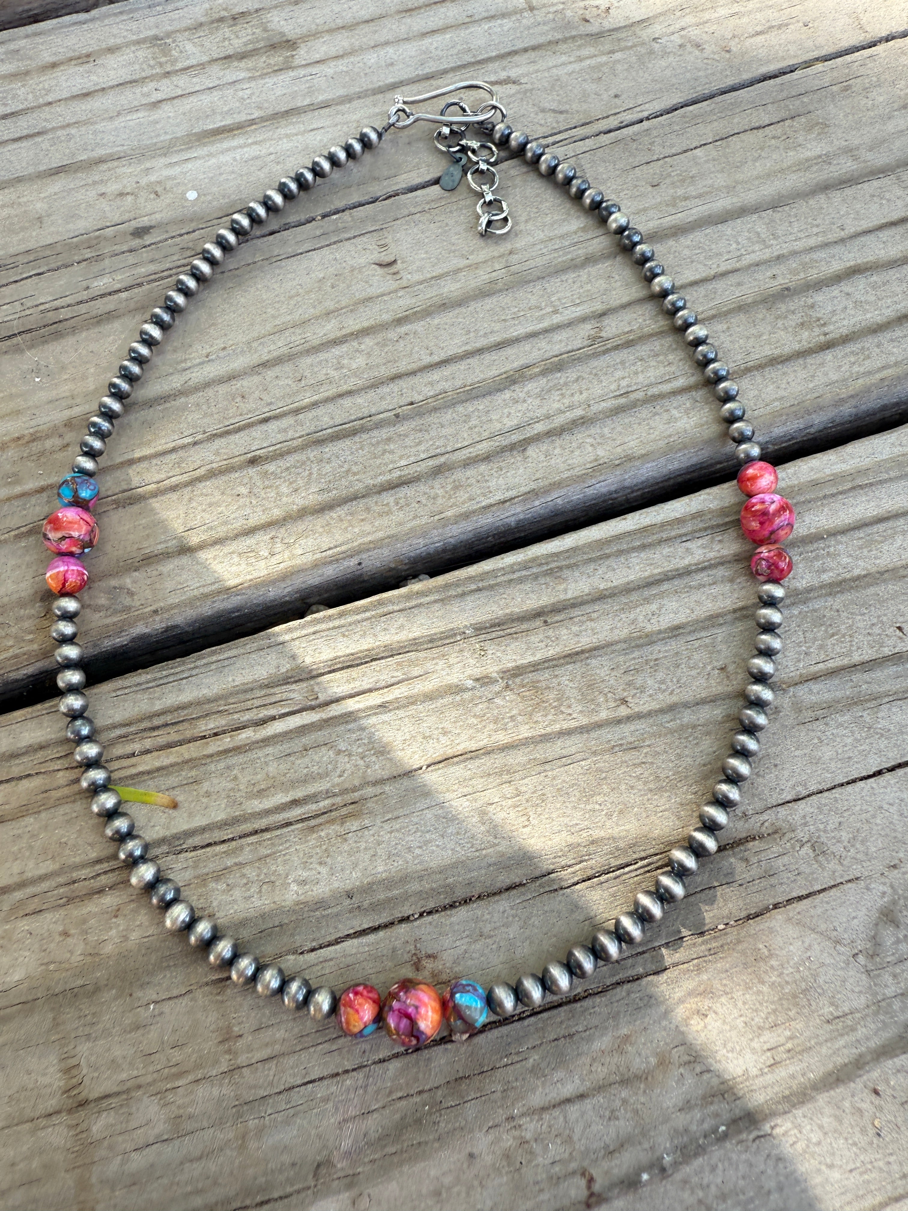 Handmade Pink Dream & Sterling Silver Beaded Necklace 16-18 inch