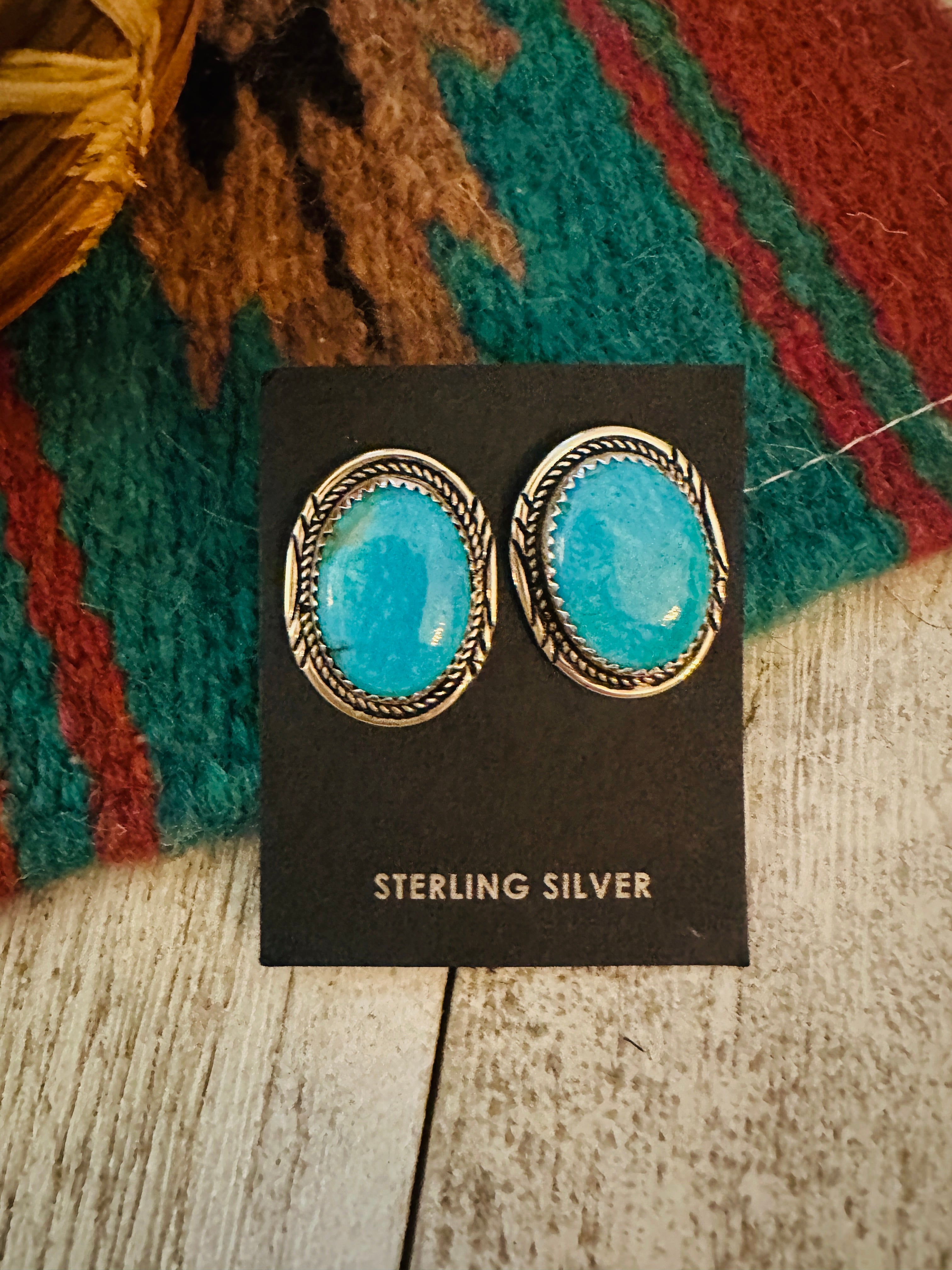 Navajo Turquoise & Sterling Silver Post Earrings