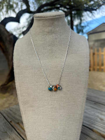 Tiny Dancer Handmade Sterling Silver & Spice 3 Stone Necklace