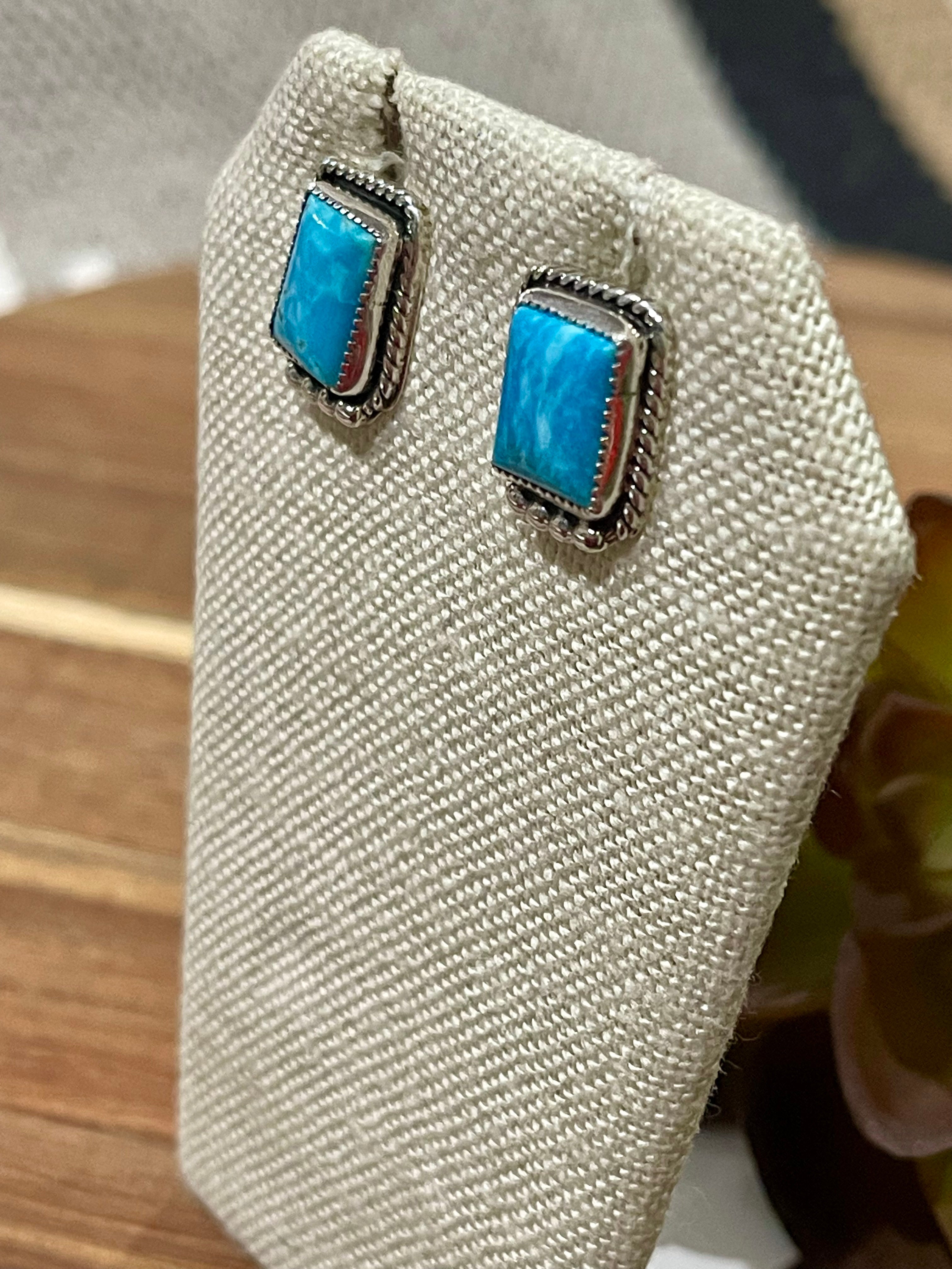 Navajo Sterling Silver & Turquoise Stud Earrings