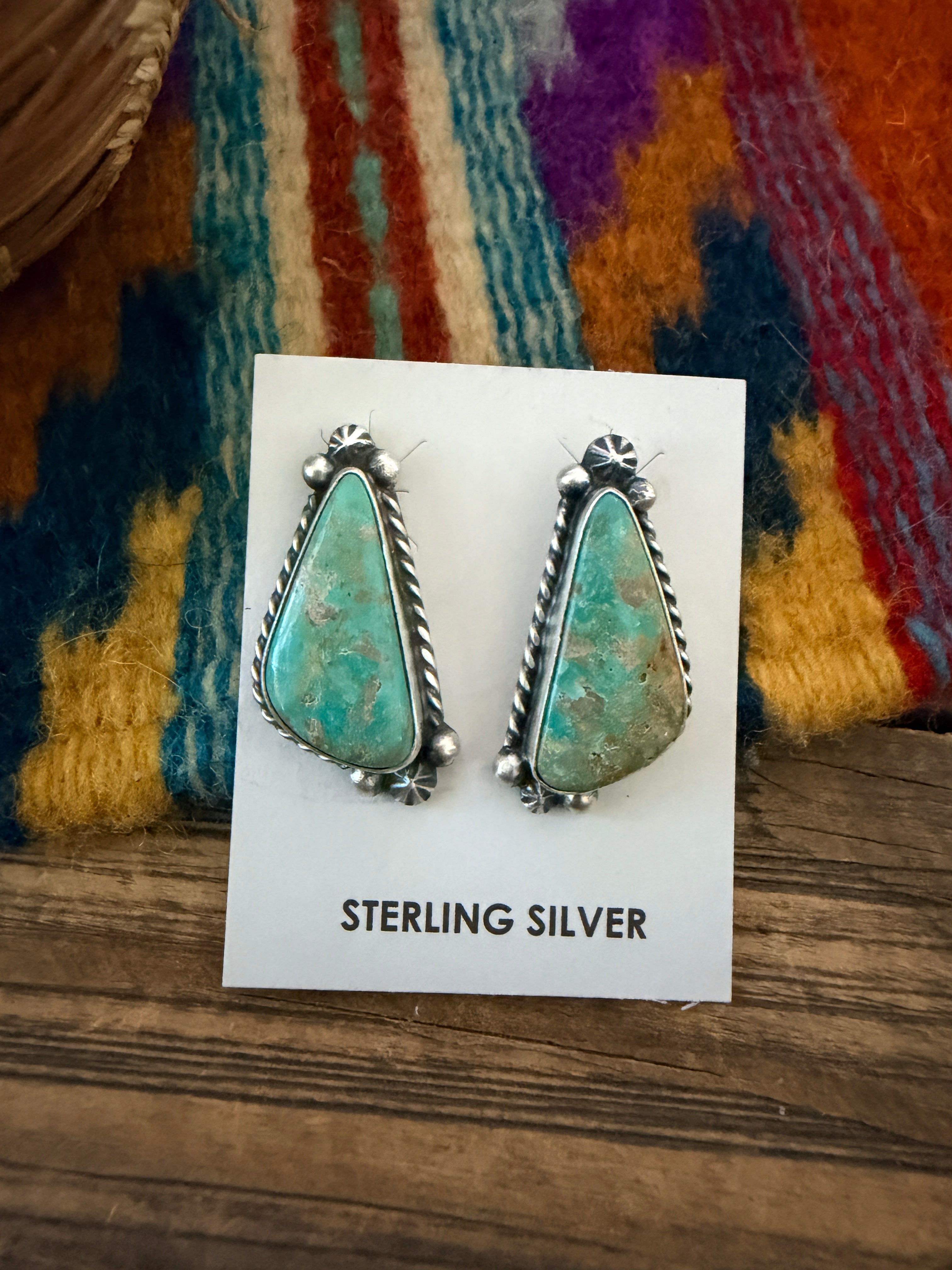Handcrafted Turquoise & Sterling Silver Post Earrings