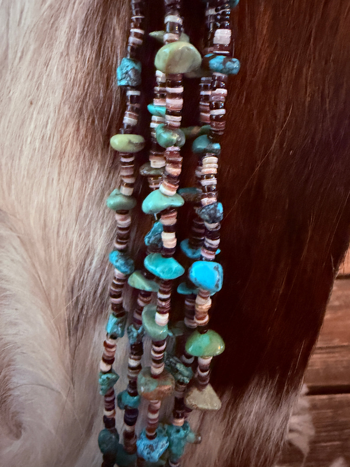 Old Pawn Handcrafted Turquoise & Heishi Shell Five-Strand Beaded 30” Necklace