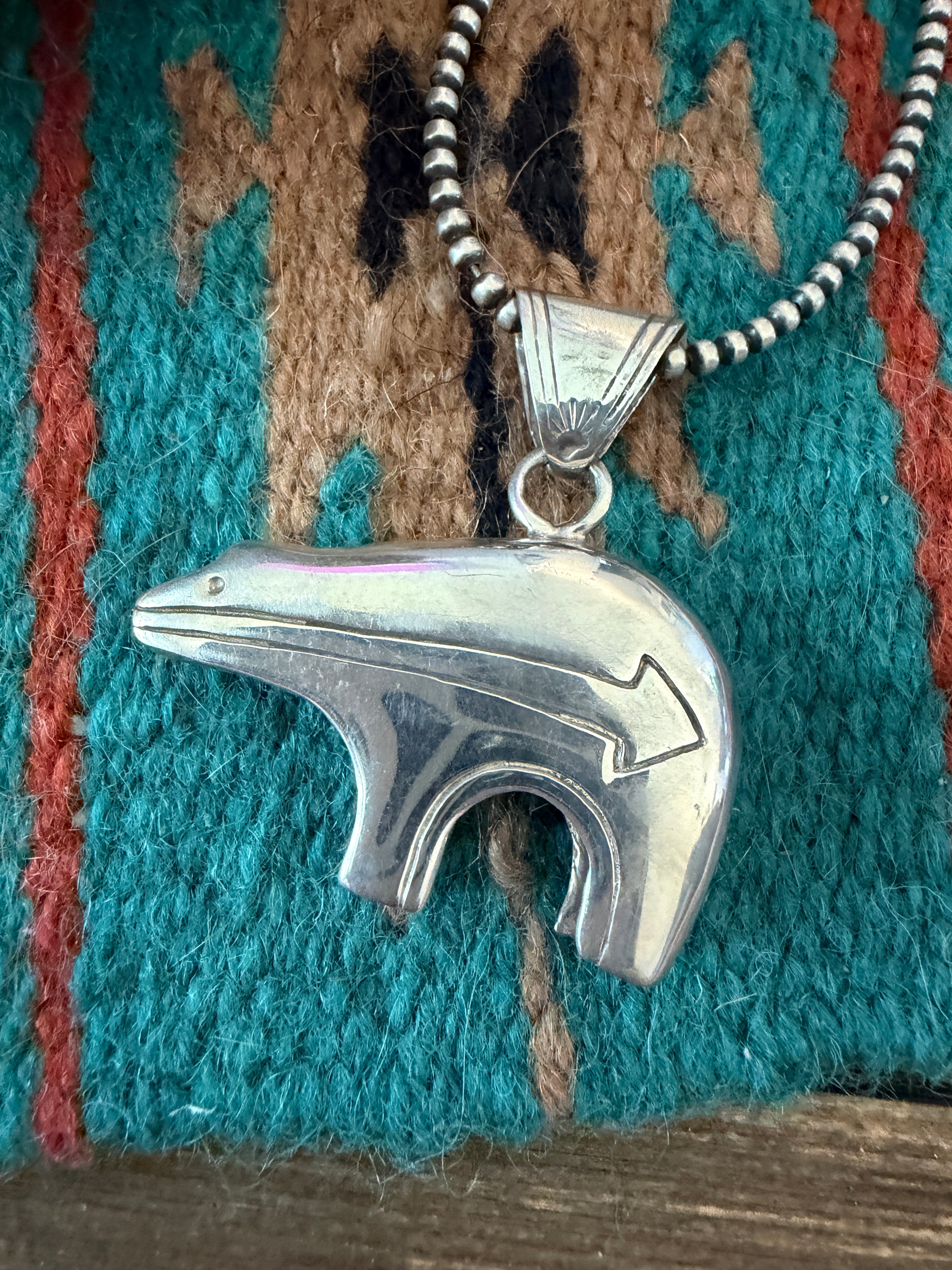 Old Pawn Handcrafted Sterling Silver Fetish Bear Pendant