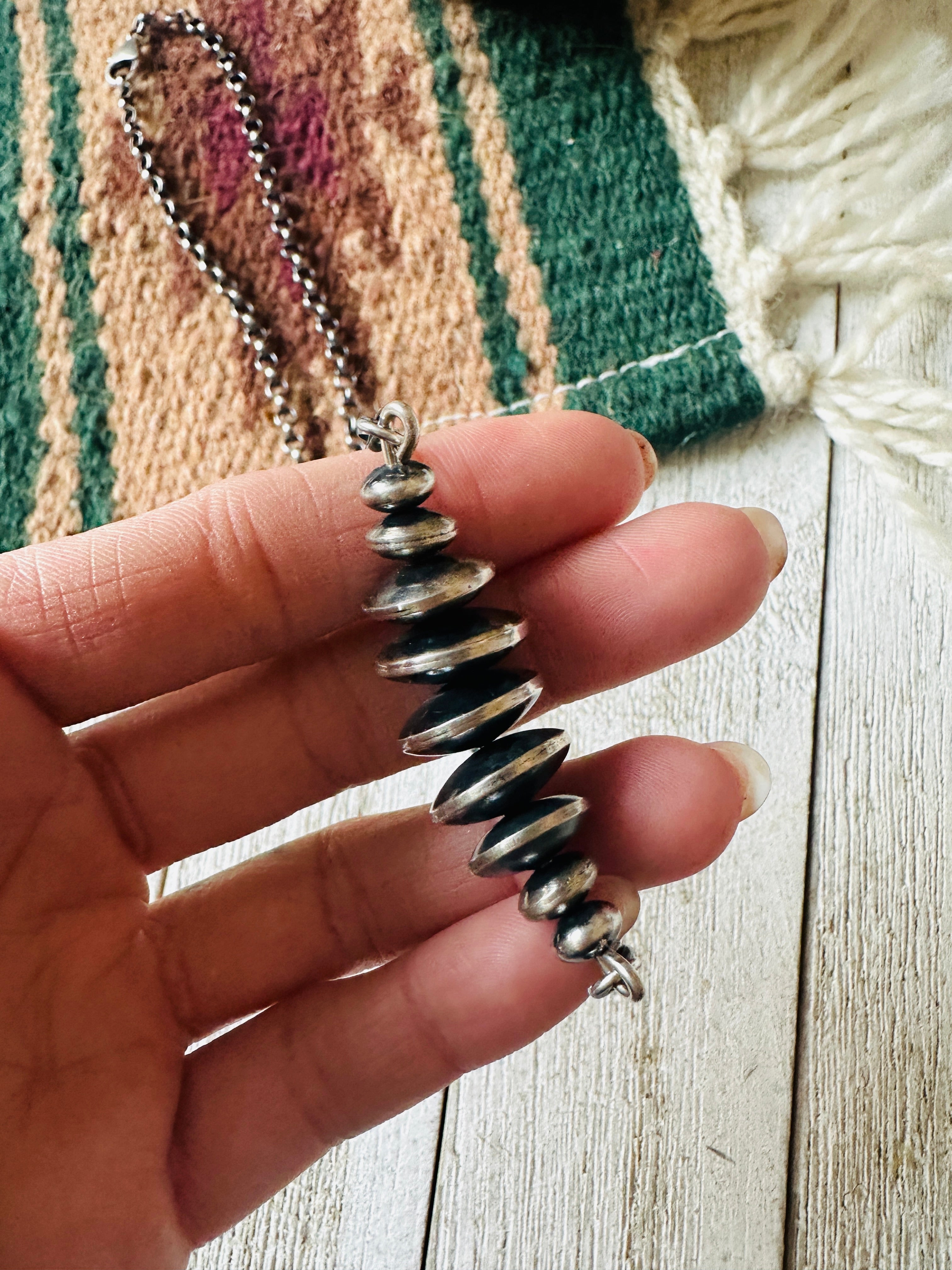 Navajo Sterling Silver Beaded Chain Necklace