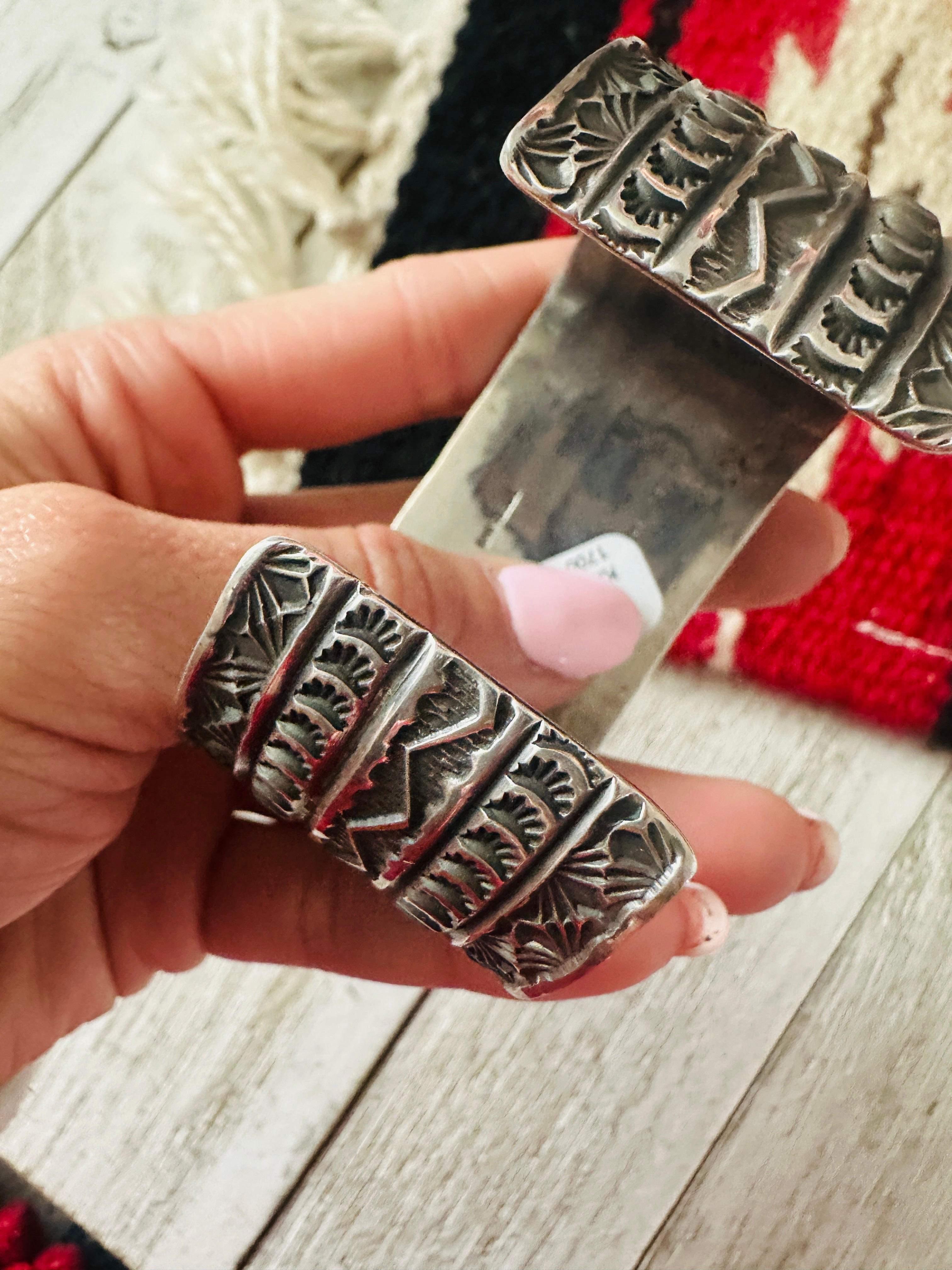 Navajo Turquoise & Sterling Silver Star Cuff Bracelet by Sunshine Reev