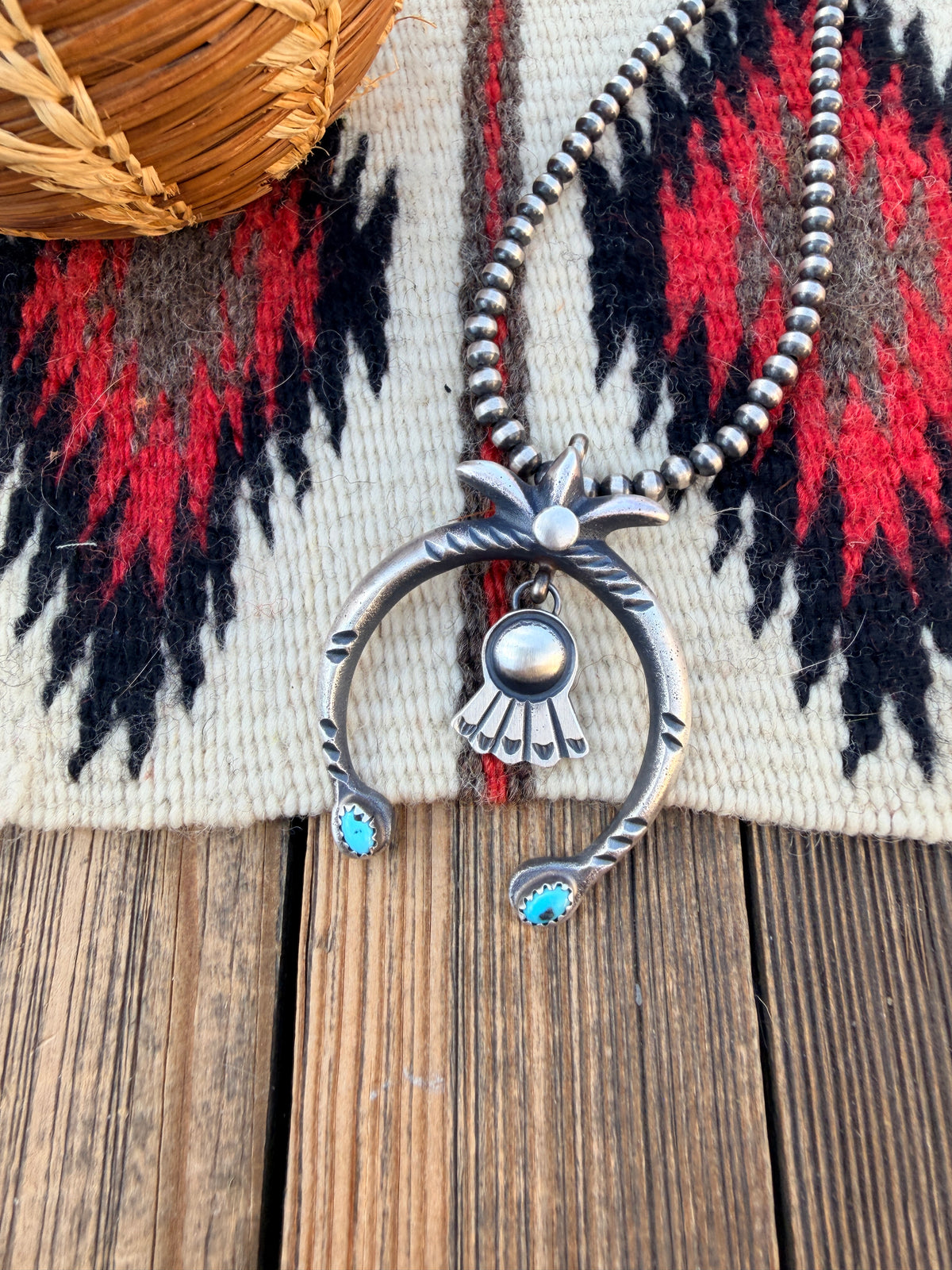 Handcrafted Sterling Silver & Turquoise Naja Pendant by Martha Cayatineto