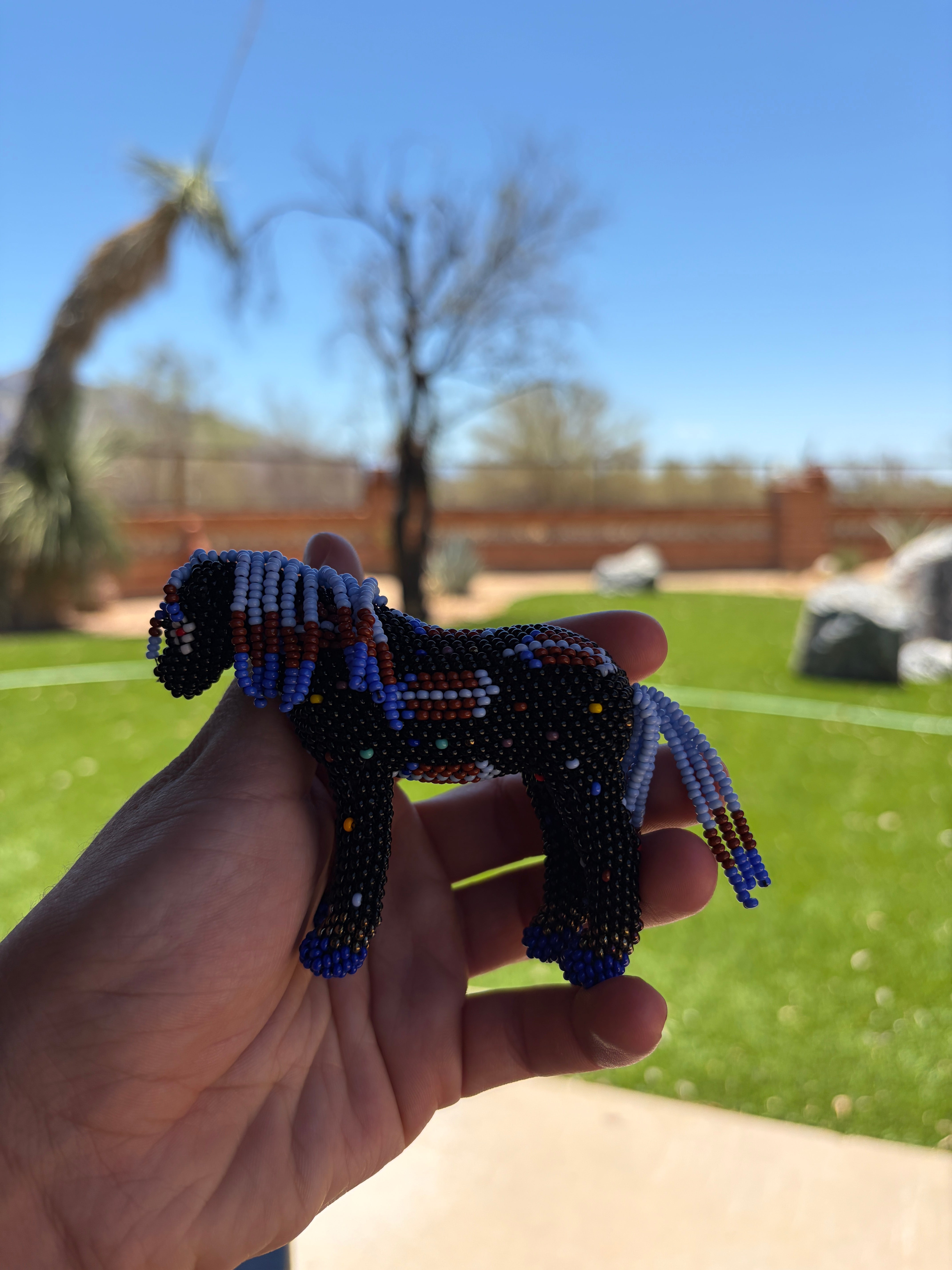 Handmade Peyote Stitched Horse Figurine- Black 14