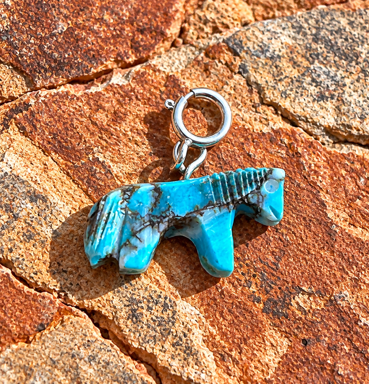 Handcrafted Turquoise Blue  Mojave Horse Charm