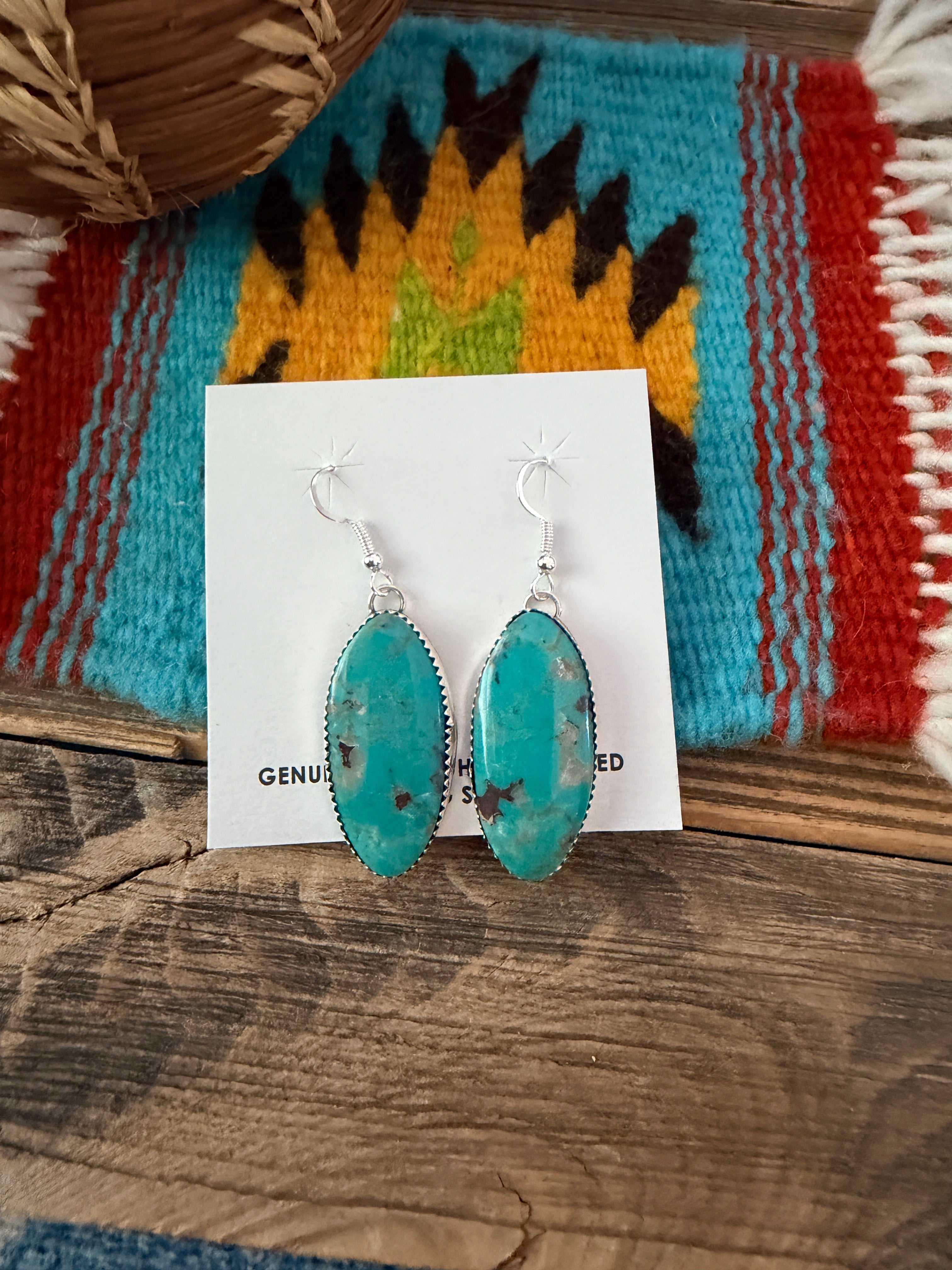 Handcrafted Kingman Turquoise & Sterling Silver Dangle Earrings