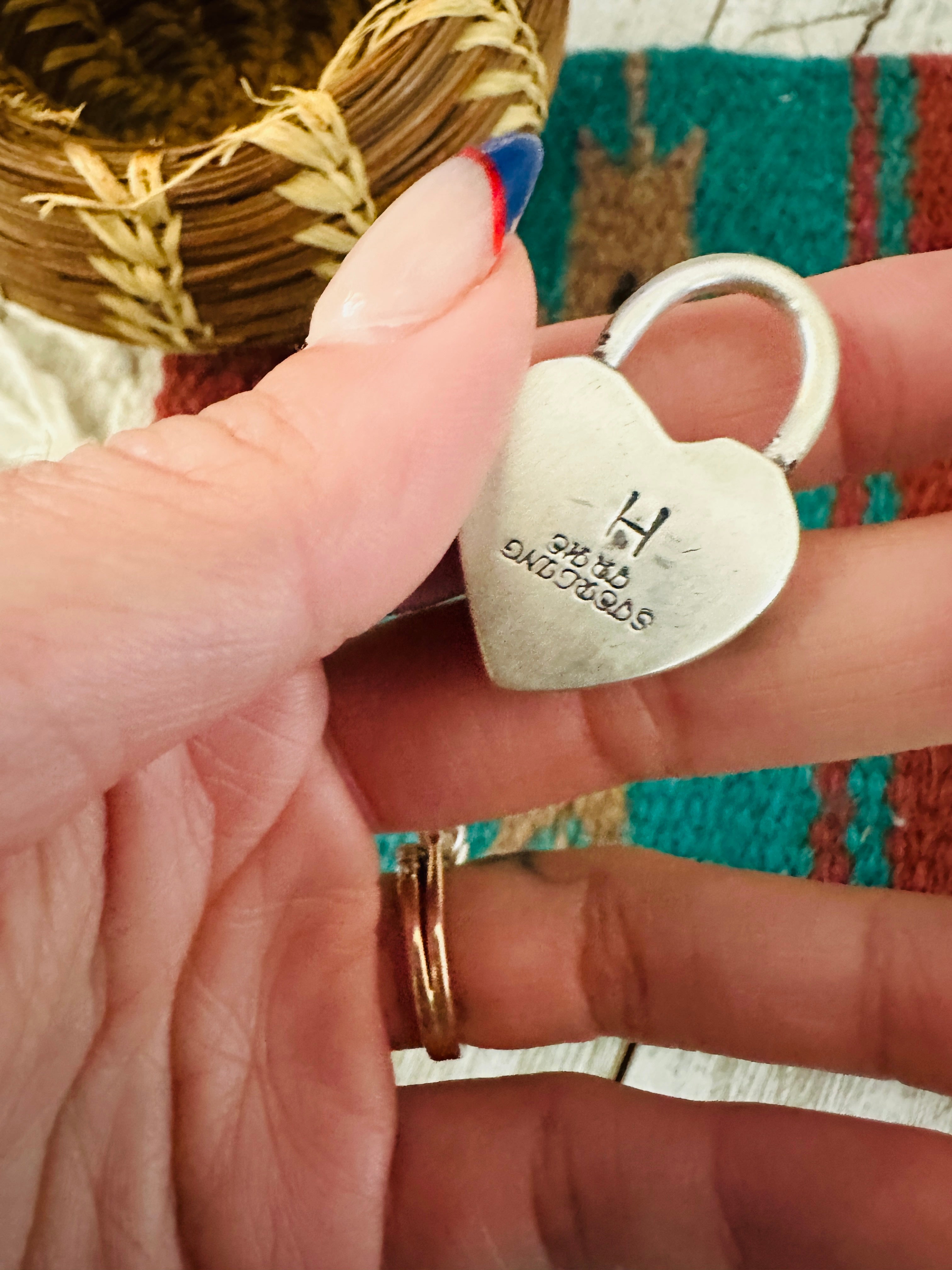 Handcrafted Turquoise & Sterling Silver Heart Locket Pendant