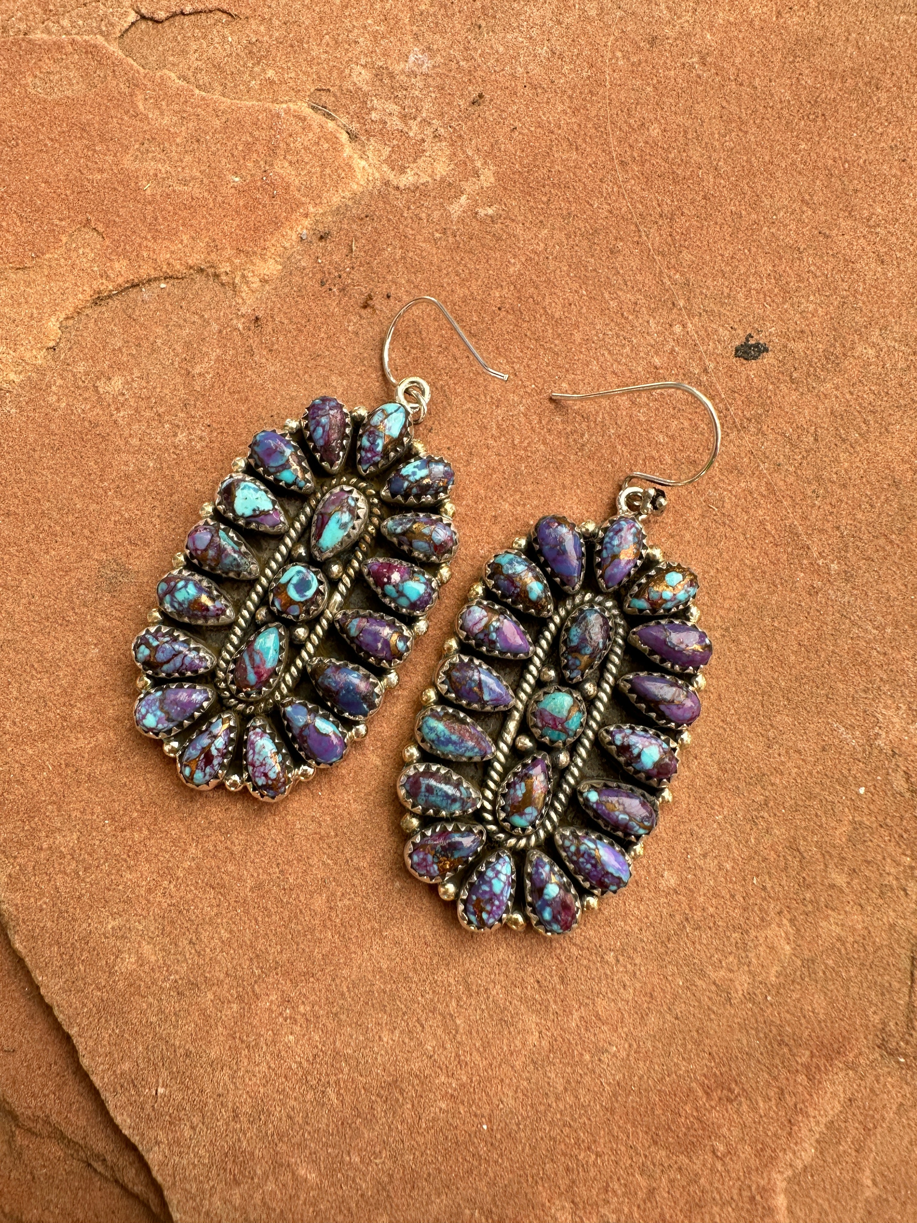 Handmade Purple Dream Mojave and Sterling Silver Statement Dangles